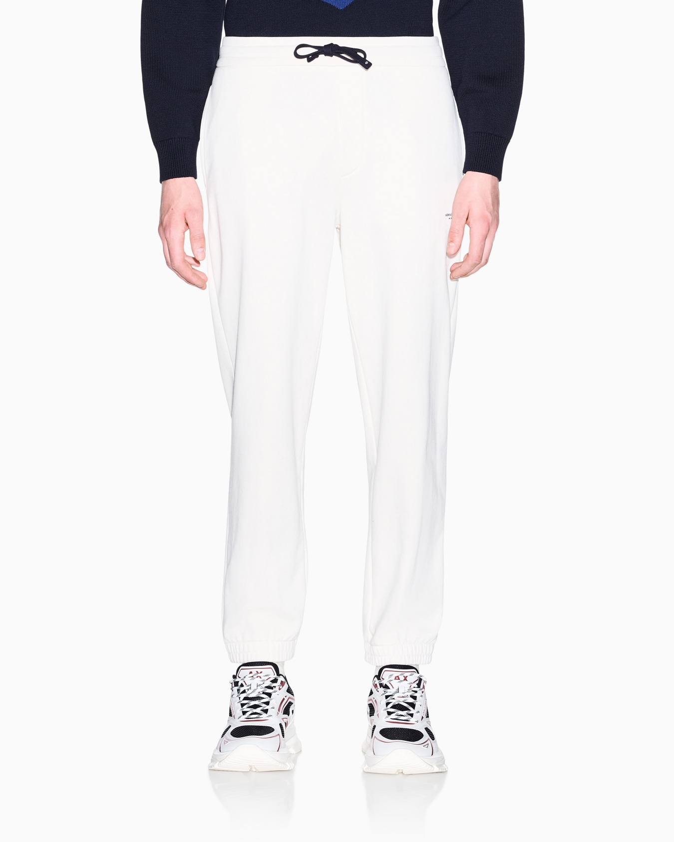 regular fit trousers in cotton French terry with rib trim Slide 3