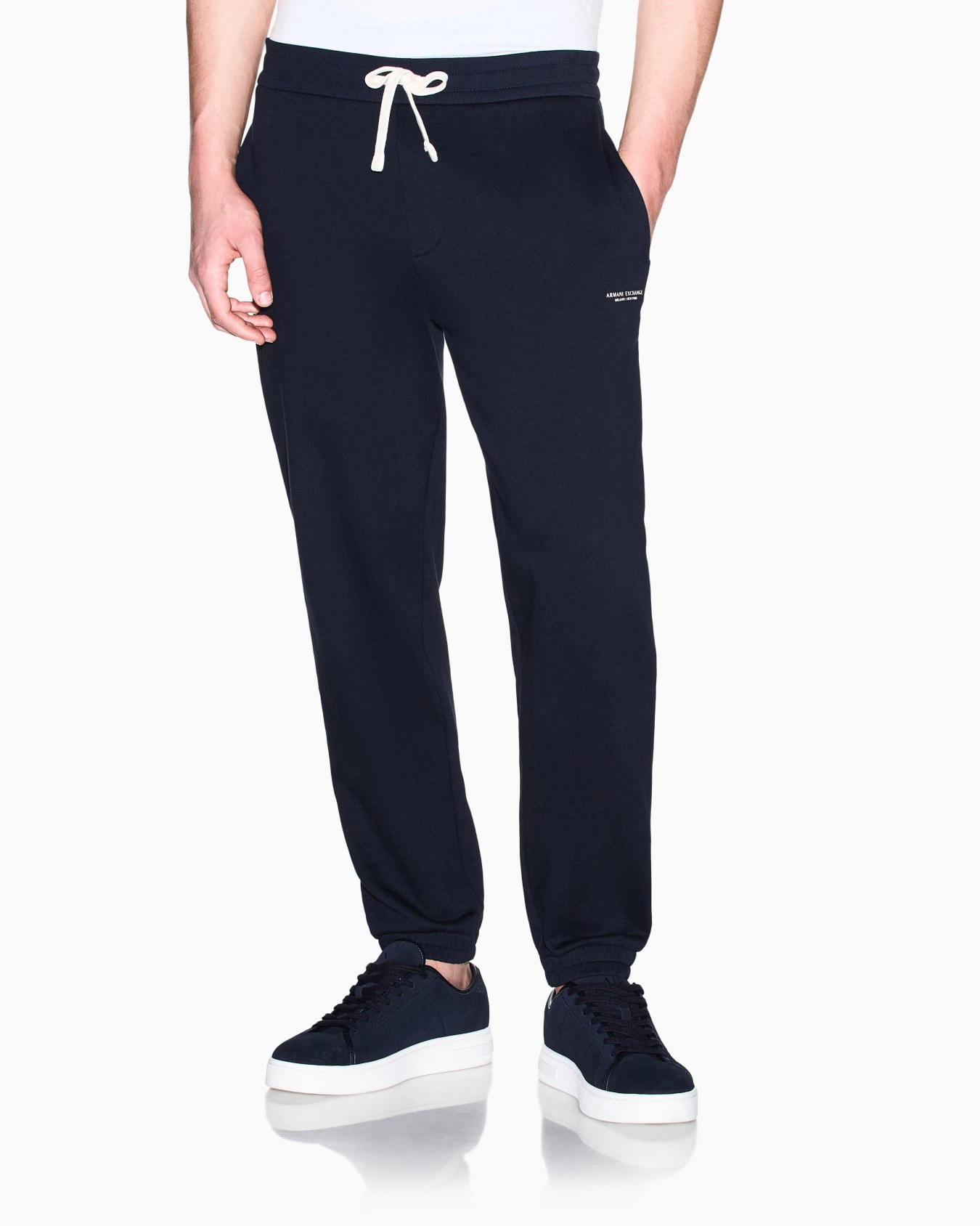 regular fit trousers in cotton French terry with rib trim Slide 3