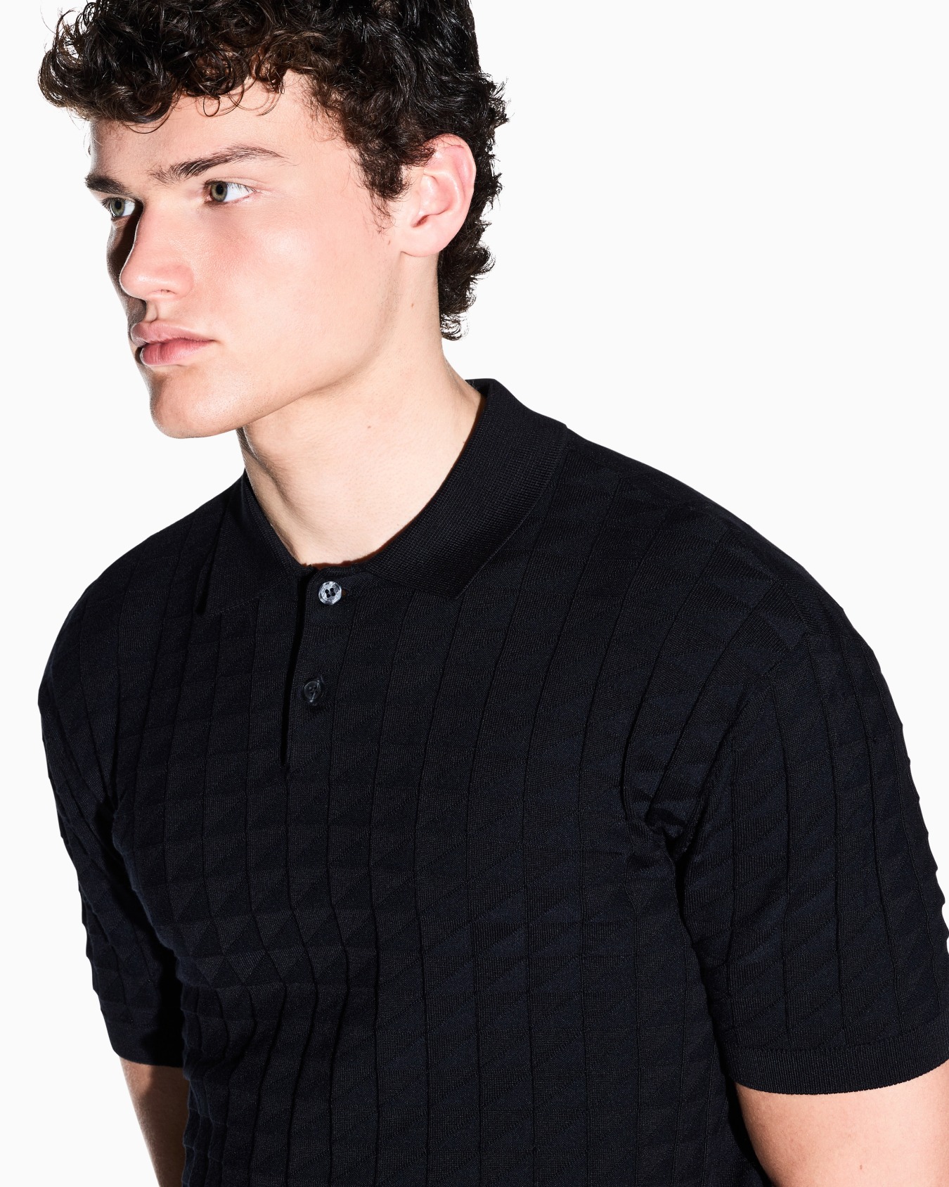regular fit knit polo in viscose mix Slide 6