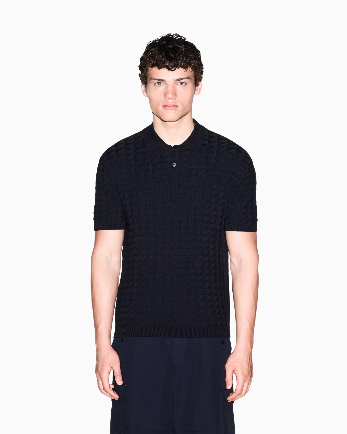 regular fit knit polo in viscose mix Slide 3