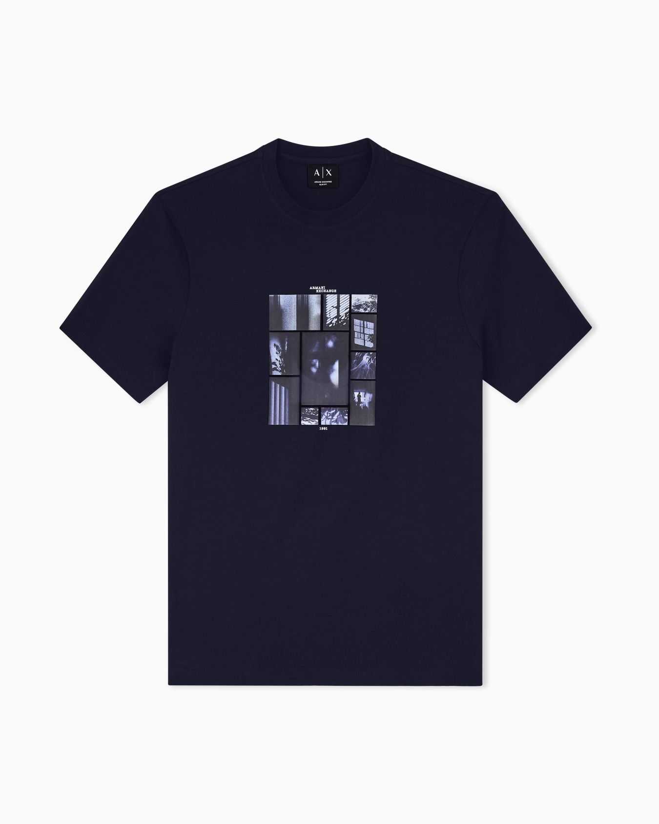 T-shirt slim fit in jersey di cotone con stampa grafica Slide 0