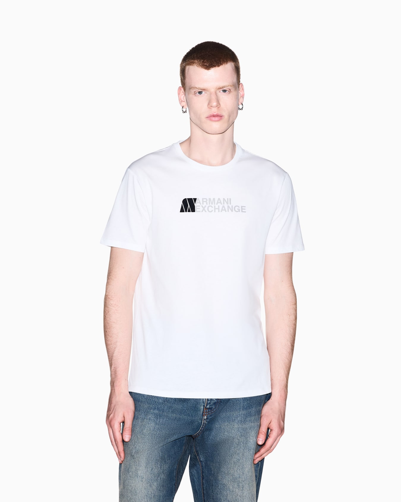 T-shirt slim fit in jersey di cotone con stampa logo Slide 3