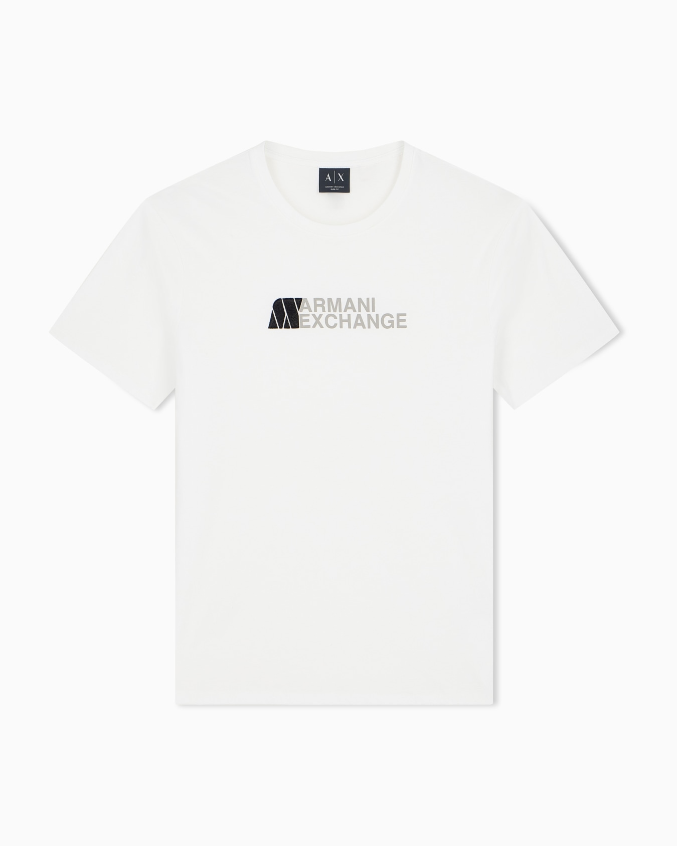 T-shirt slim fit in jersey di cotone con stampa logo Slide 0