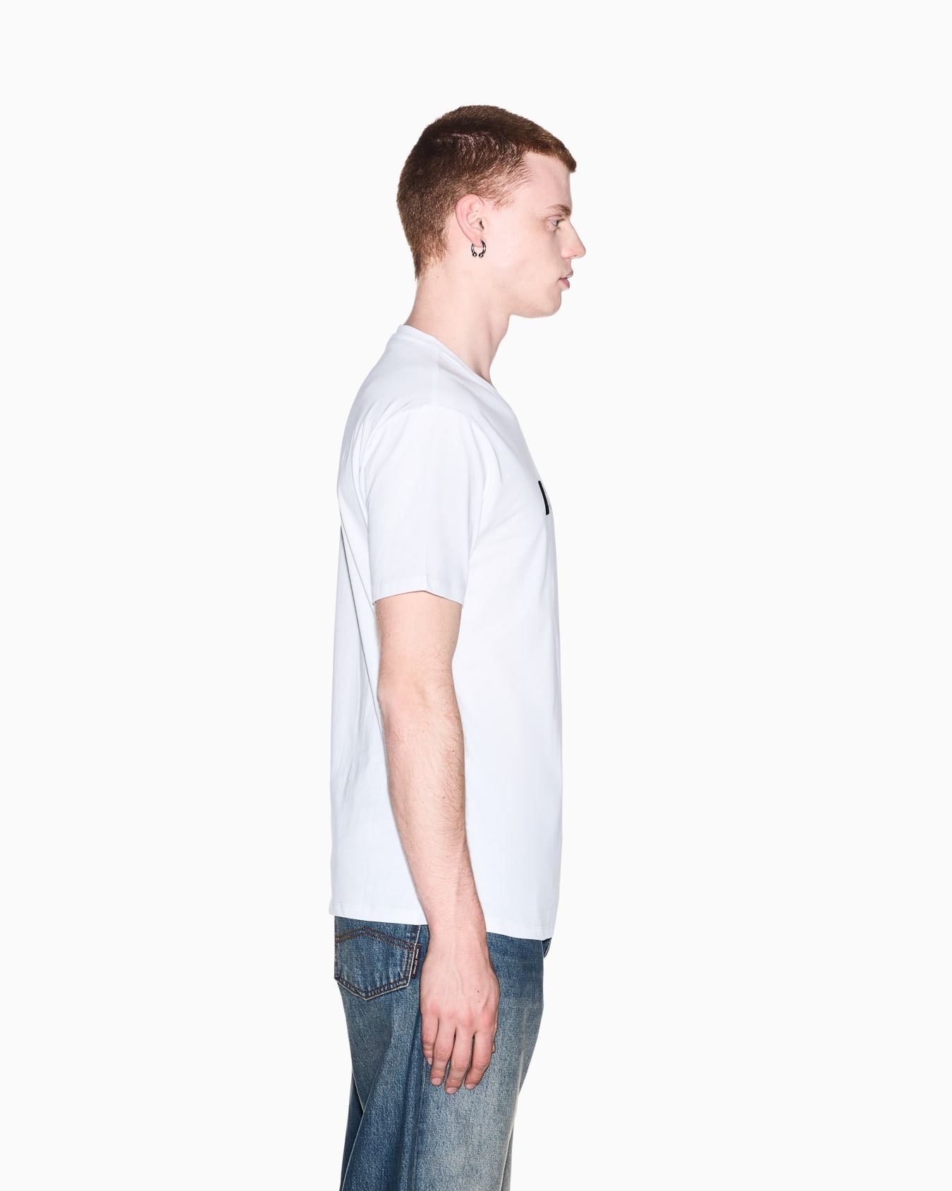 T-shirt slim fit in jersey di cotone con stampa logo Slide 7