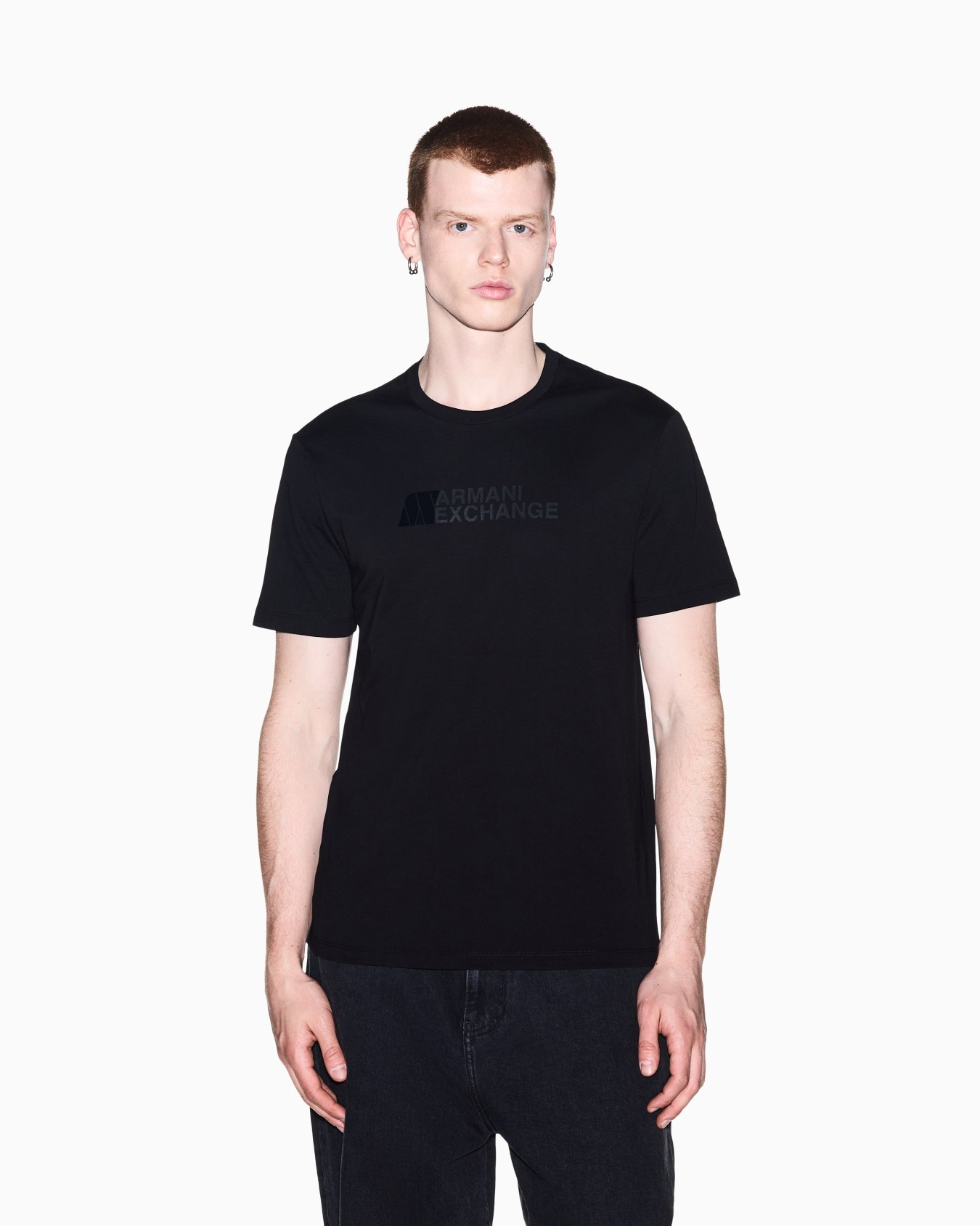 T-shirt slim fit in jersey di cotone con stampa logo Slide 3