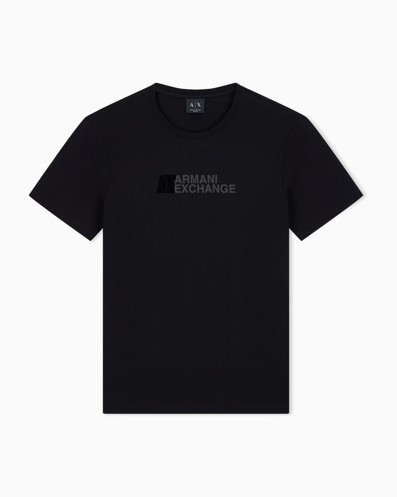 T-shirt slim fit in jersey di cotone con stampa logo Slide 0
