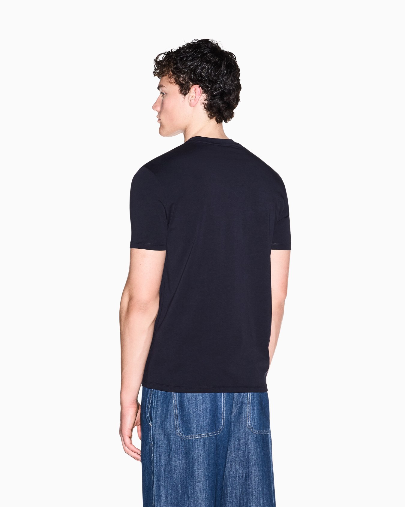 slim fit t-shirt in stretch cotton jersey with rib details Slide 5