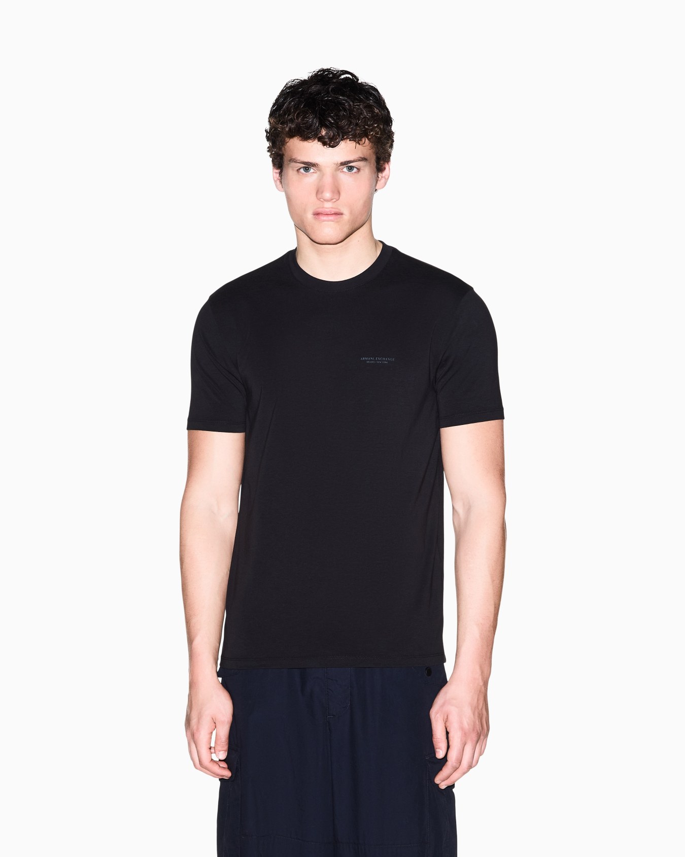 slim fit t-shirt in stretch cotton jersey with rib details Slide 3