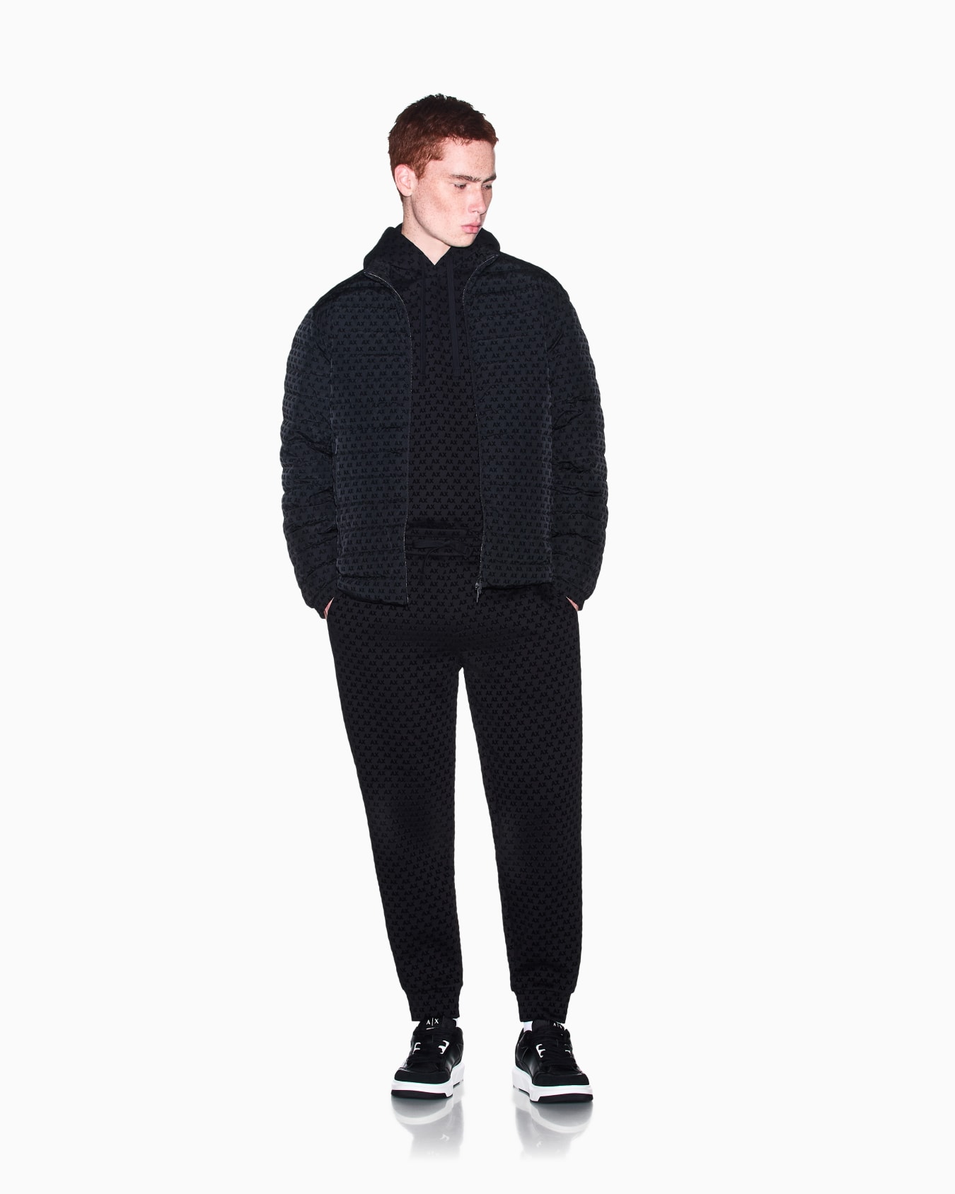 down jacket in all-over flocked nylon Slide 1