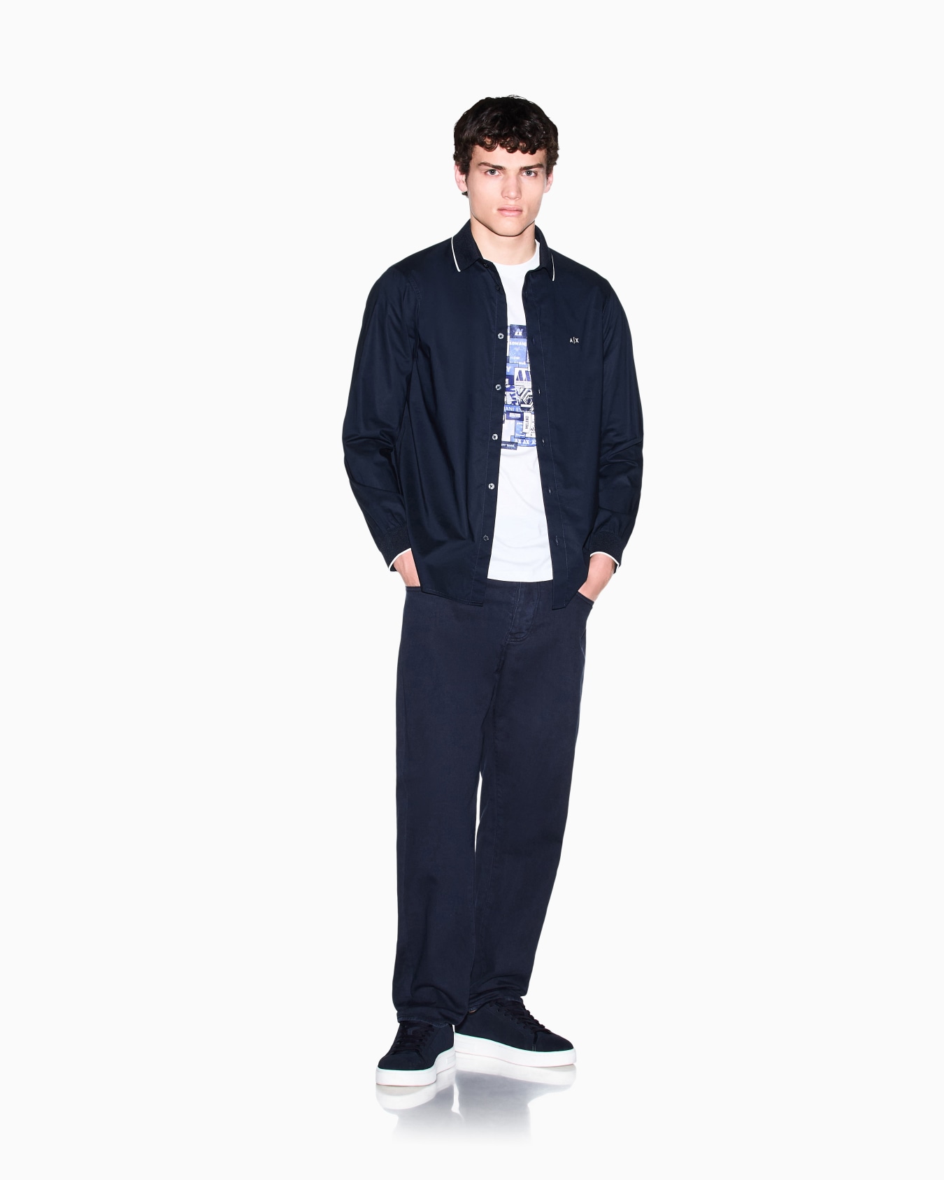 regular fit shirt in cotton poplin with rib details Slide 1