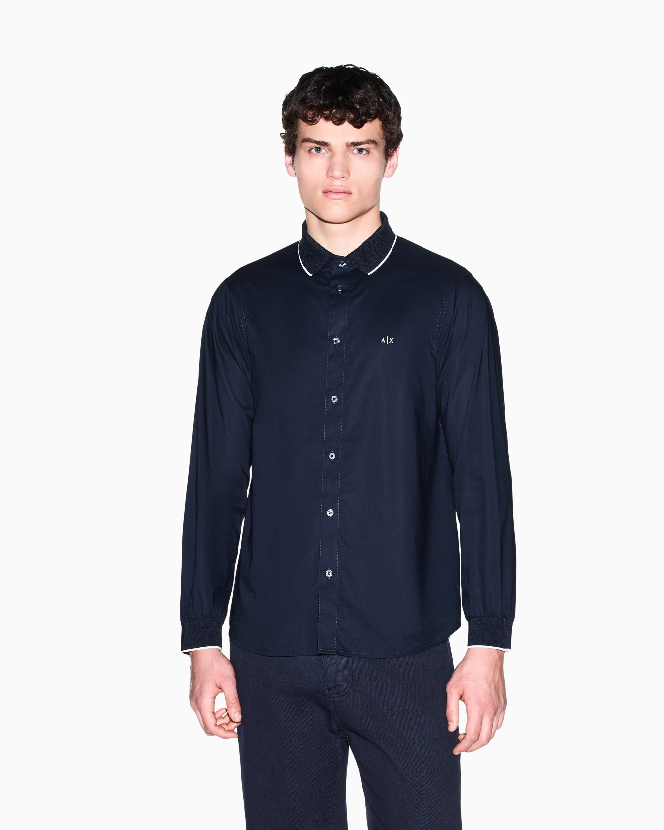 regular fit shirt in cotton poplin with rib details Slide 3