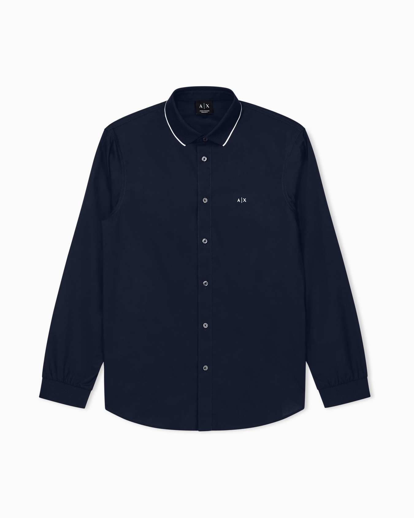 regular fit shirt in cotton poplin with rib details Slide 0
