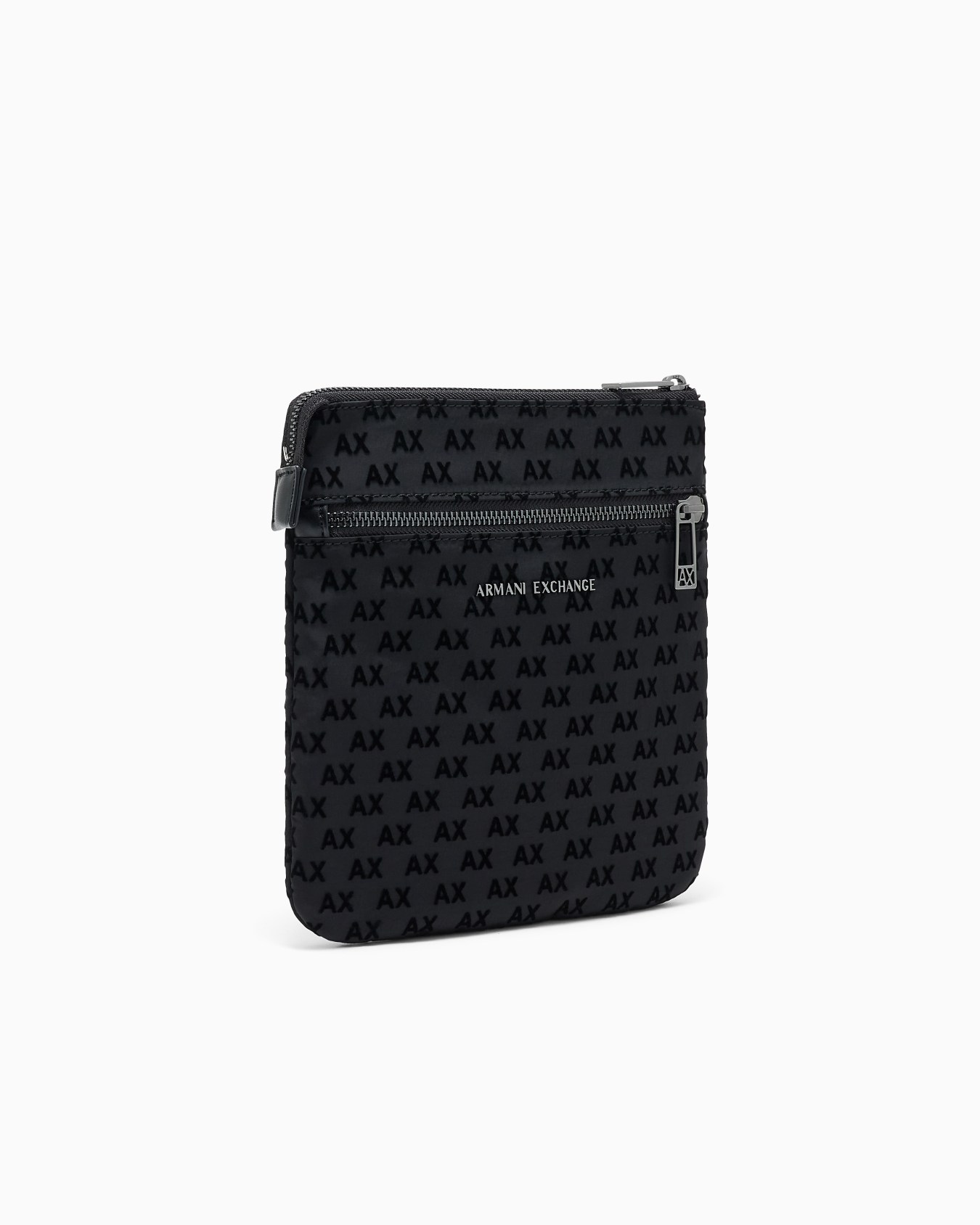 Bandolera plana con motivo monograma y bolsillo frontal Diapositiva 1
