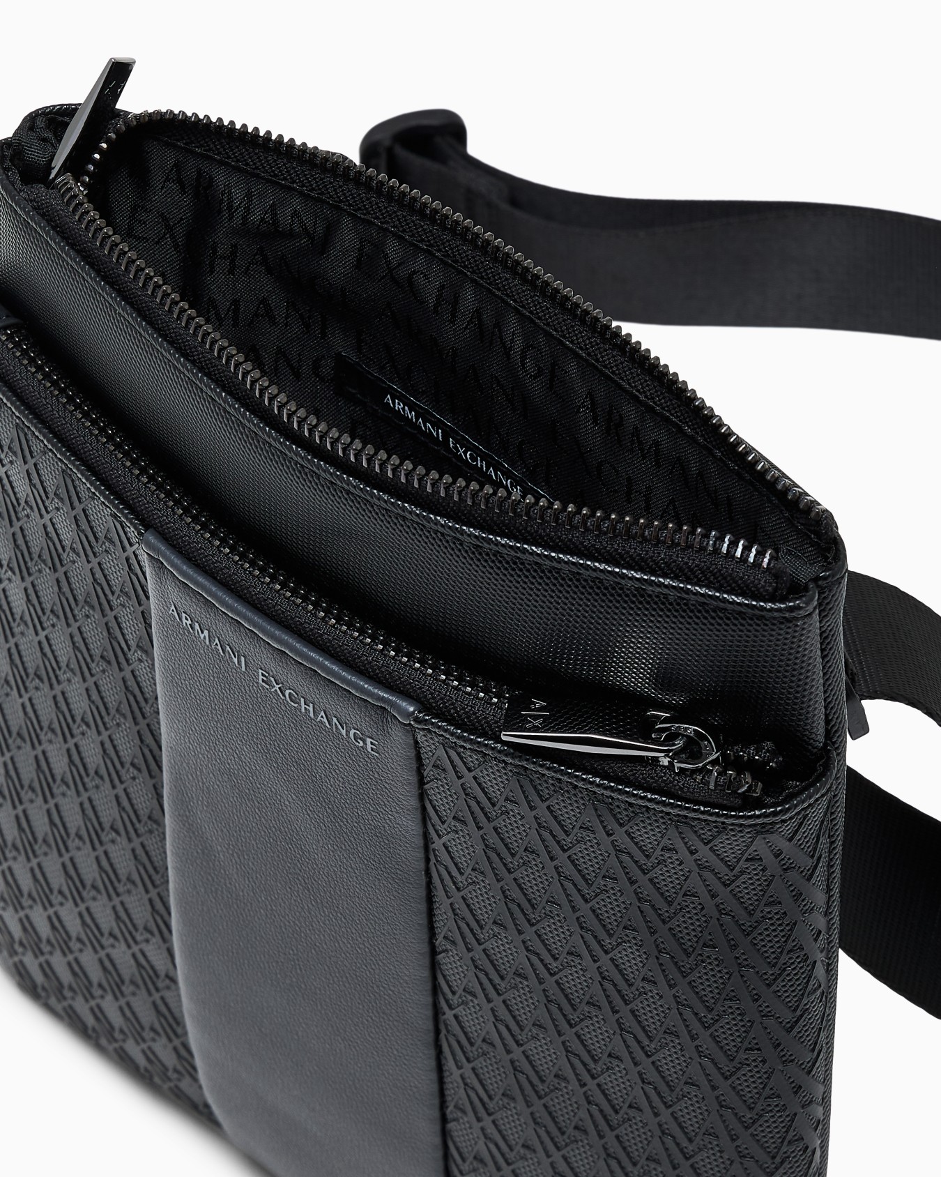 flat crossbody messenger bag in coated fabric Slide 3