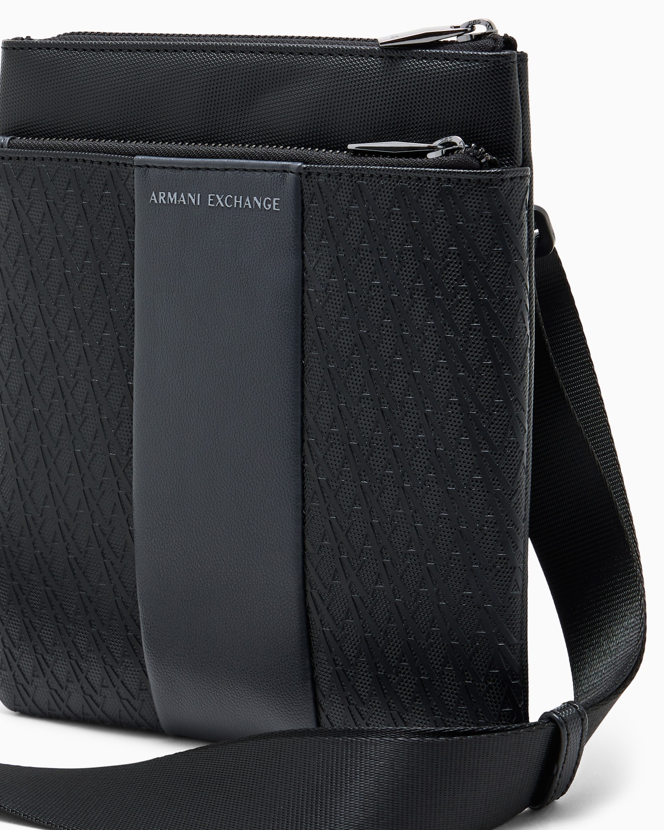 flat crossbody messenger bag in coated fabric Slide 4