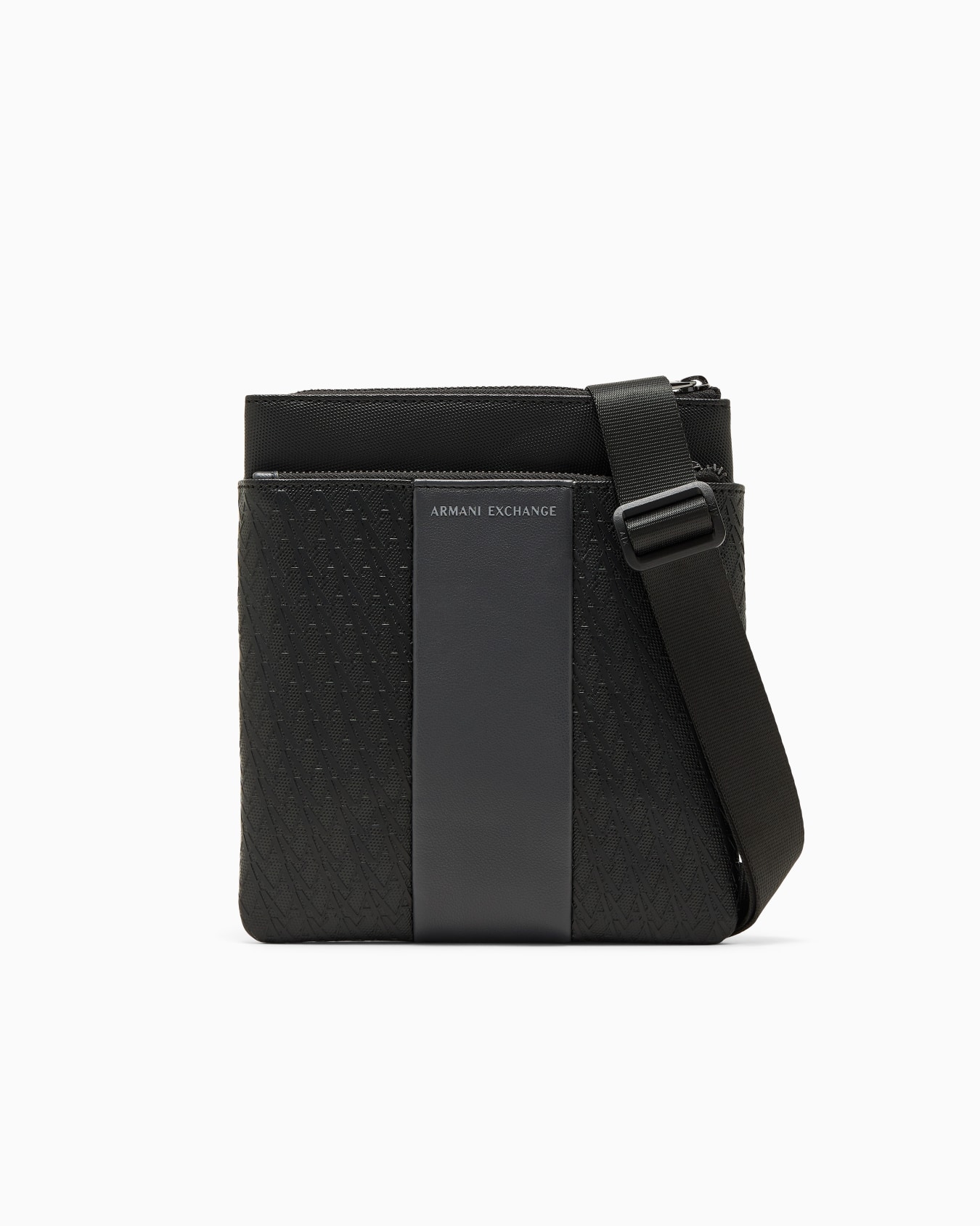 flat crossbody messenger bag in coated fabric Slide 0