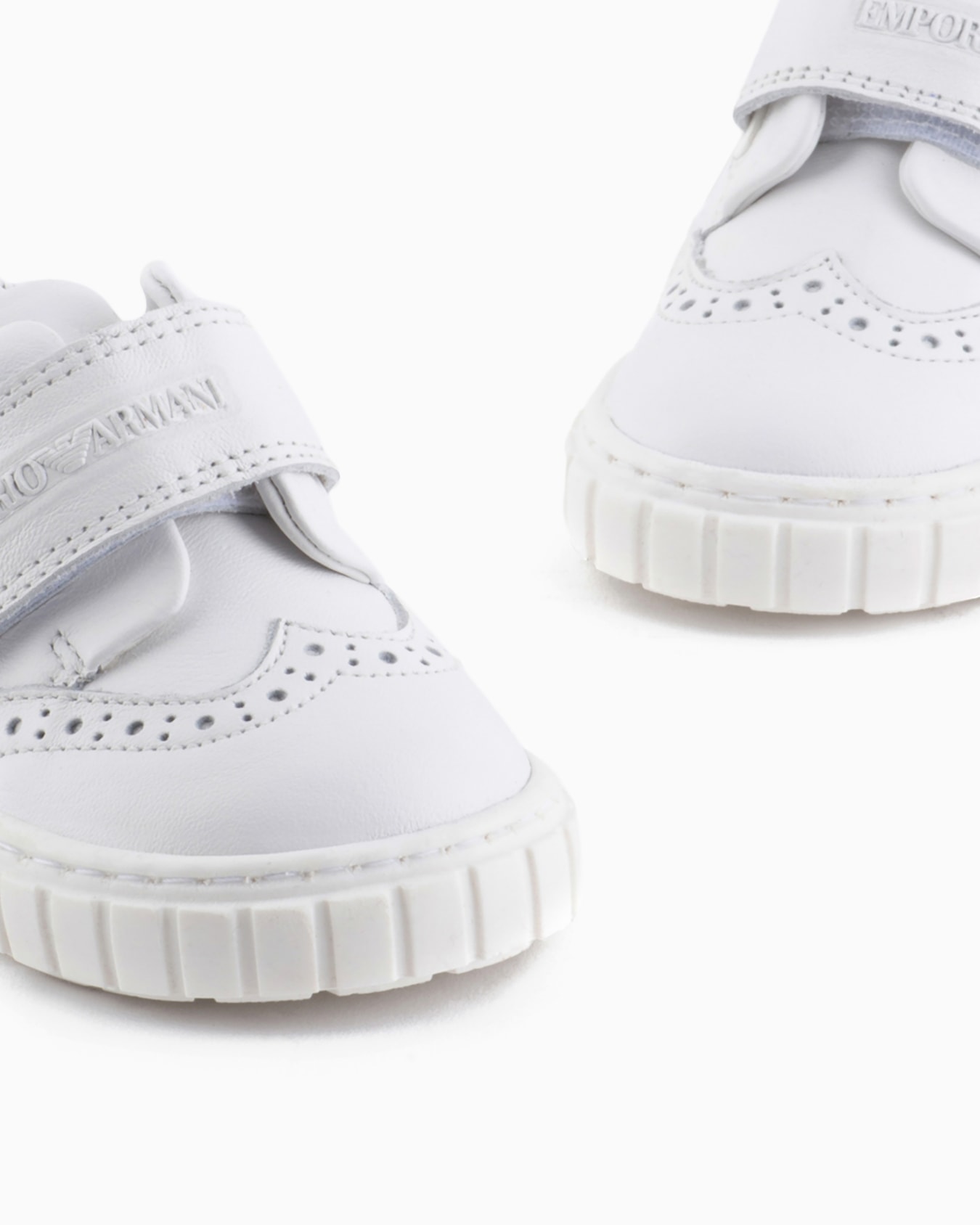 Soft-leather sneakers with wingtip detail and Velcro Slide 3