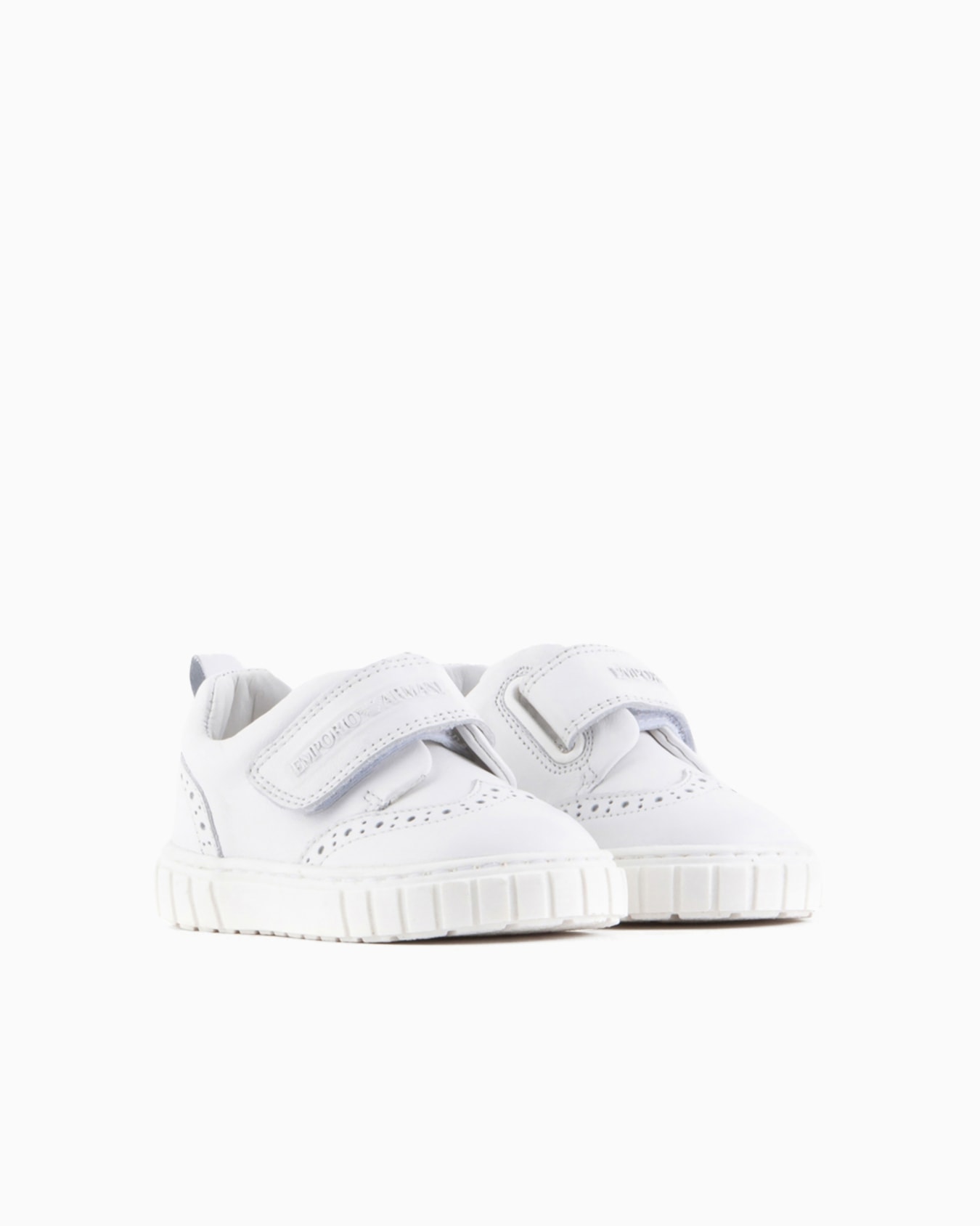Soft-leather sneakers with wingtip detail and Velcro Slide 1
