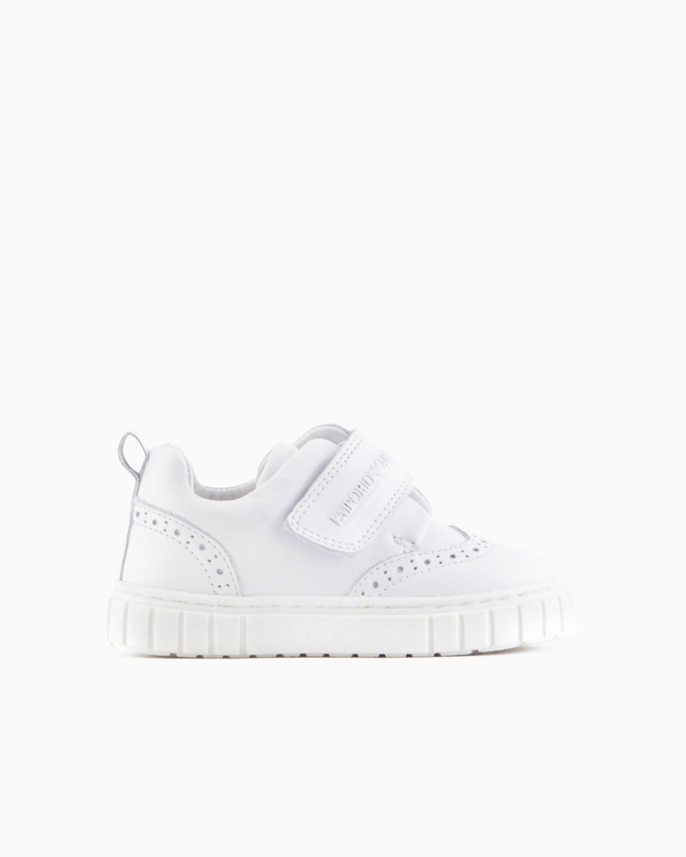 Soft-leather sneakers with wingtip detail and Velcro Slide 0