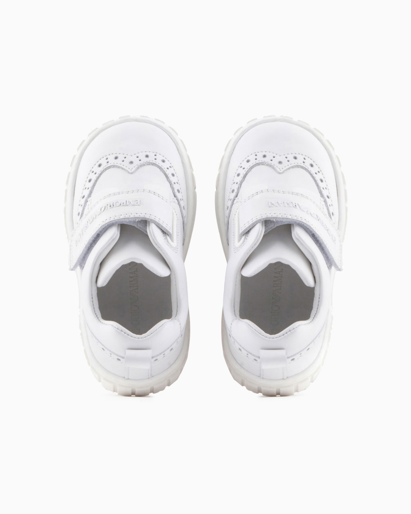 Soft-leather sneakers with wingtip detail and Velcro Slide 2