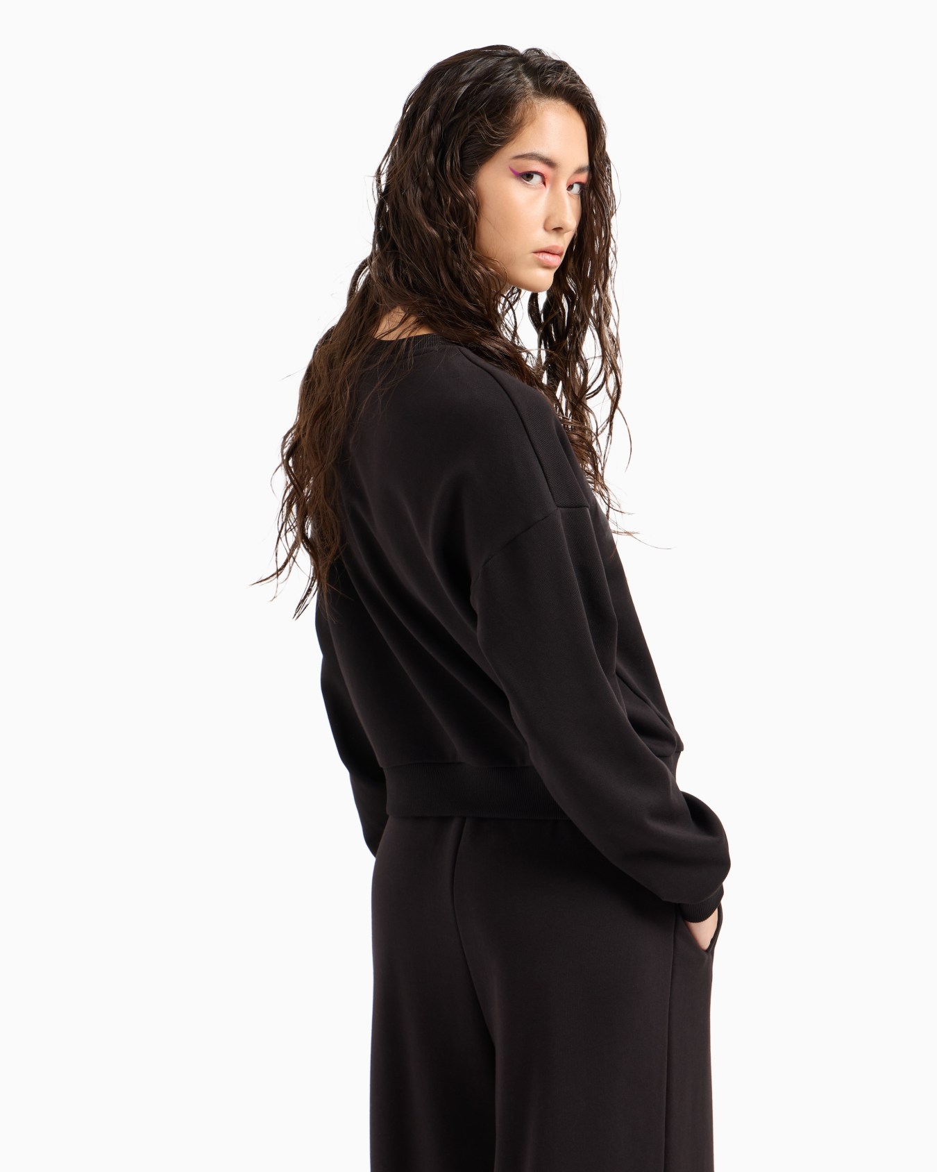 Crewneck sweatshirt with logo print and metal details Slide 2