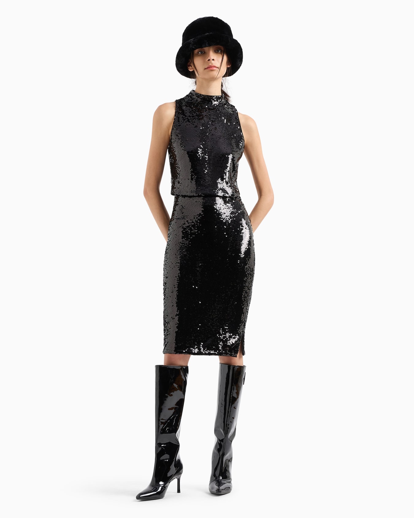 High neck sequin top Slide 3