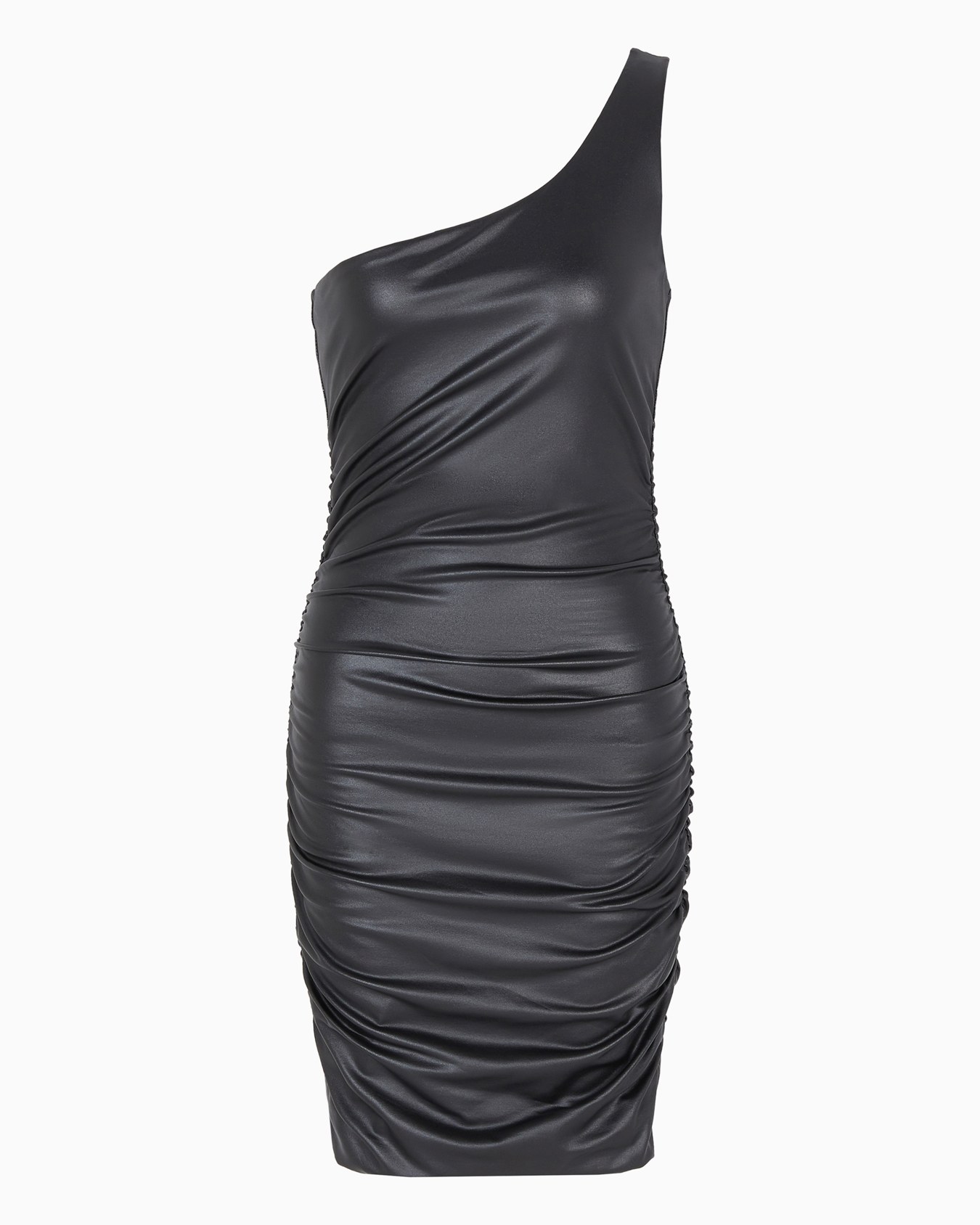One-shoulder midi dress in pleated fabric Slide 0