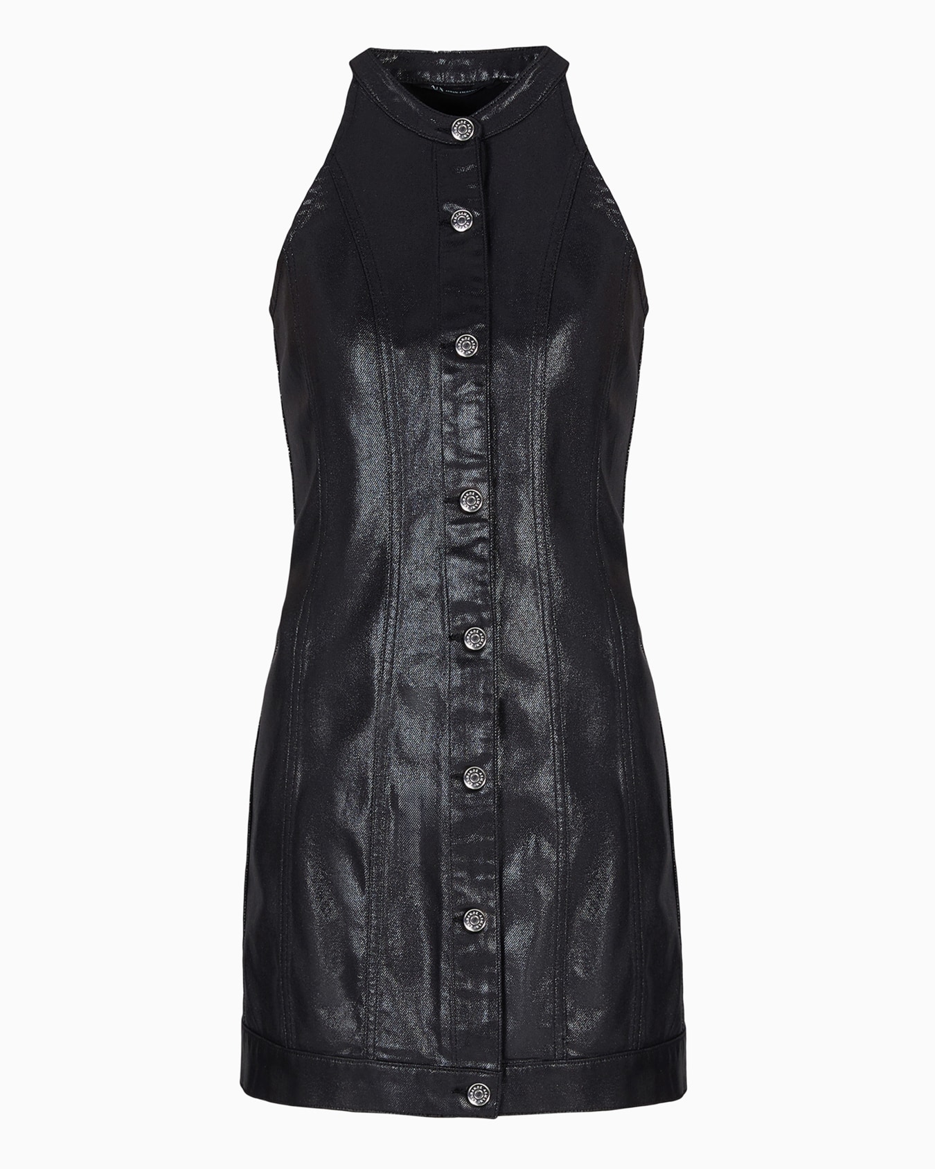 Short dress in eco leather with buttons Slide 0
