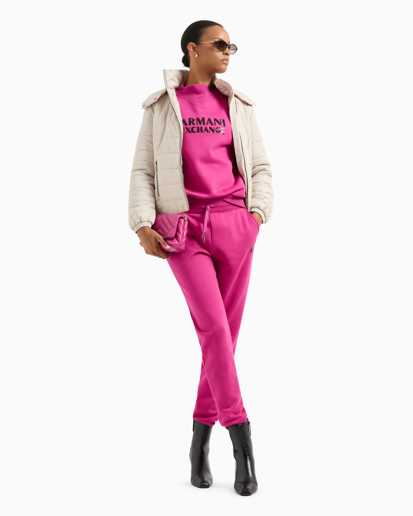 High neck sweatshirt with contrasting sparkling logo Slide 3