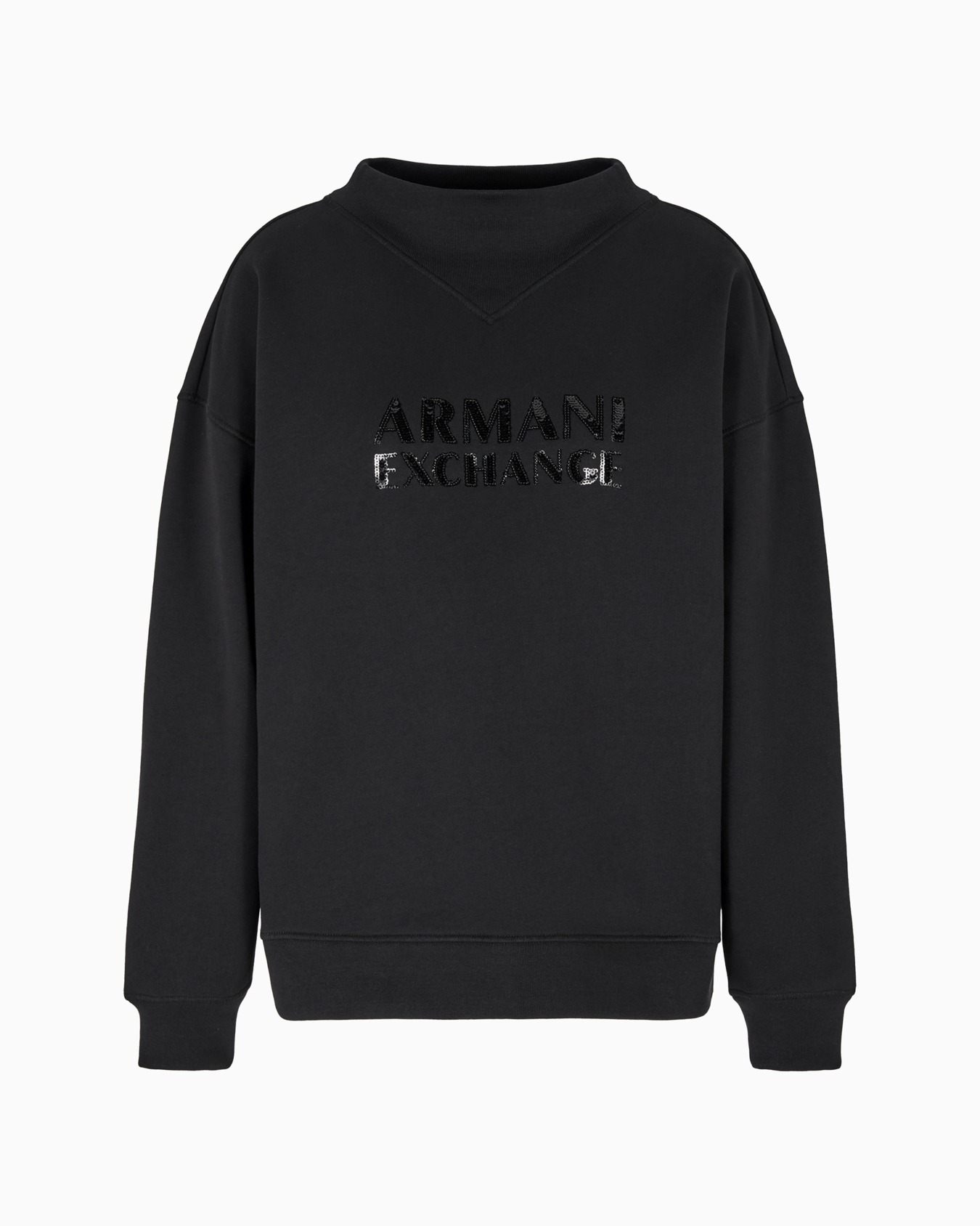 High neck sweatshirt with contrasting sparkling logo Slide 0