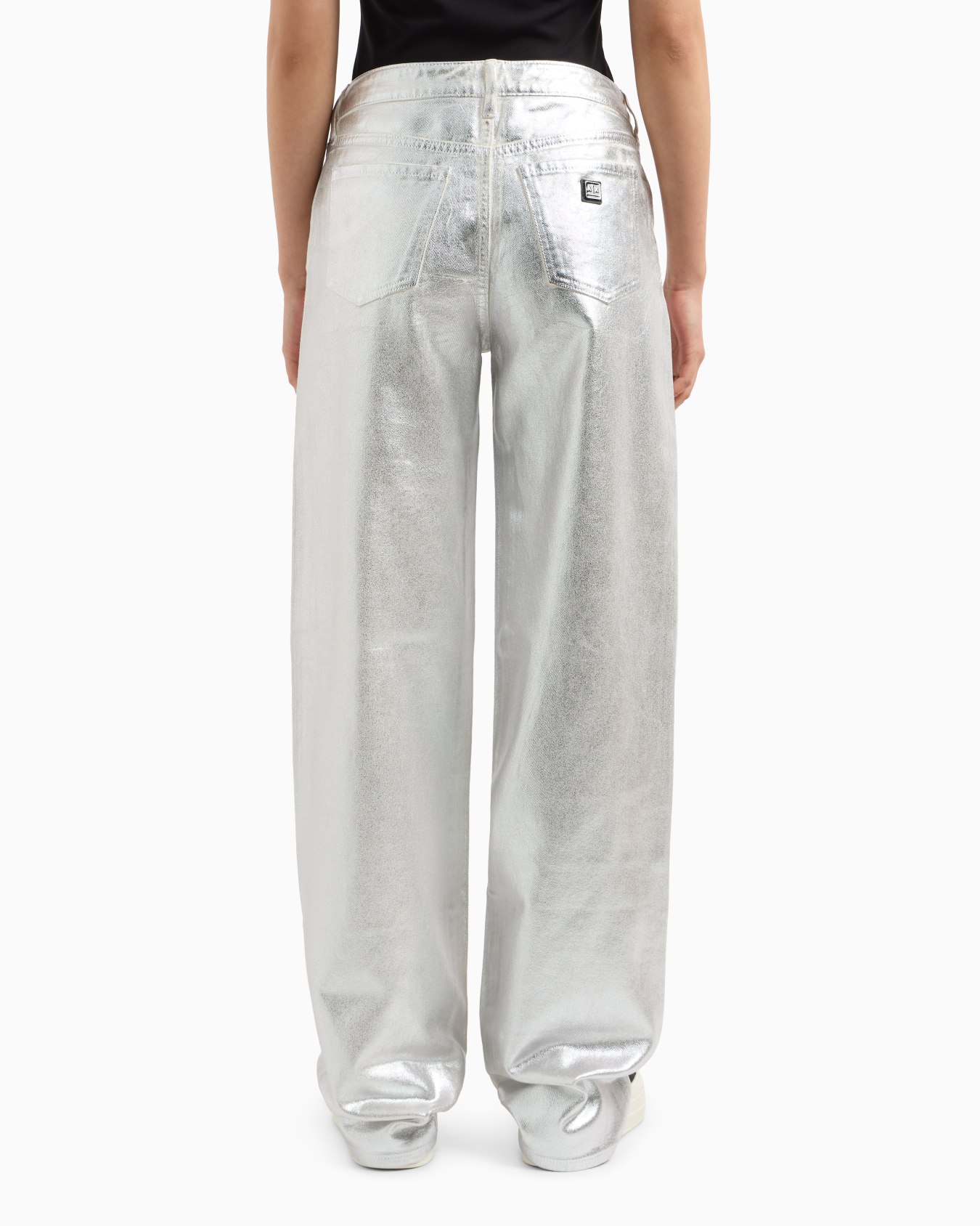 Metallic Stiff Cotton Trousers Slide 2