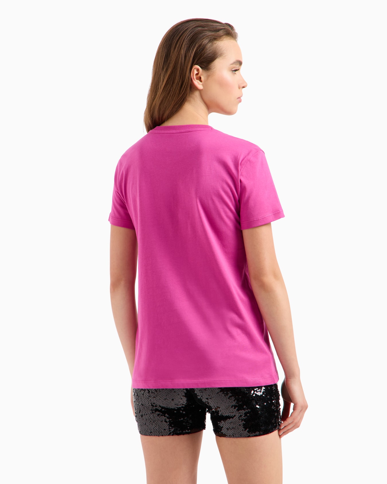 Regular fit V-neck T-shirt in fabric Slide 2