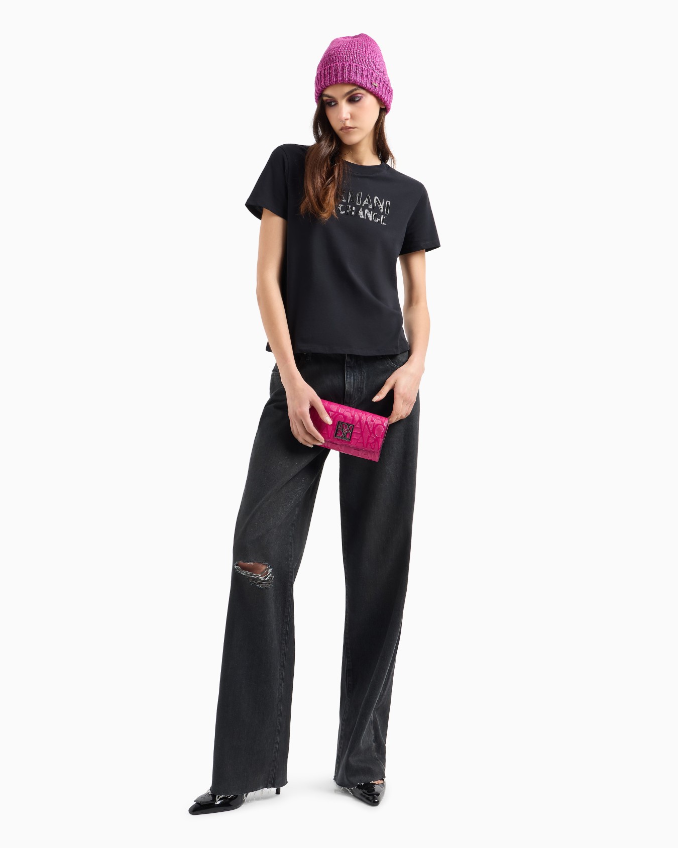 Slim fit jersey T-shirt with contrasting plate Slide 3