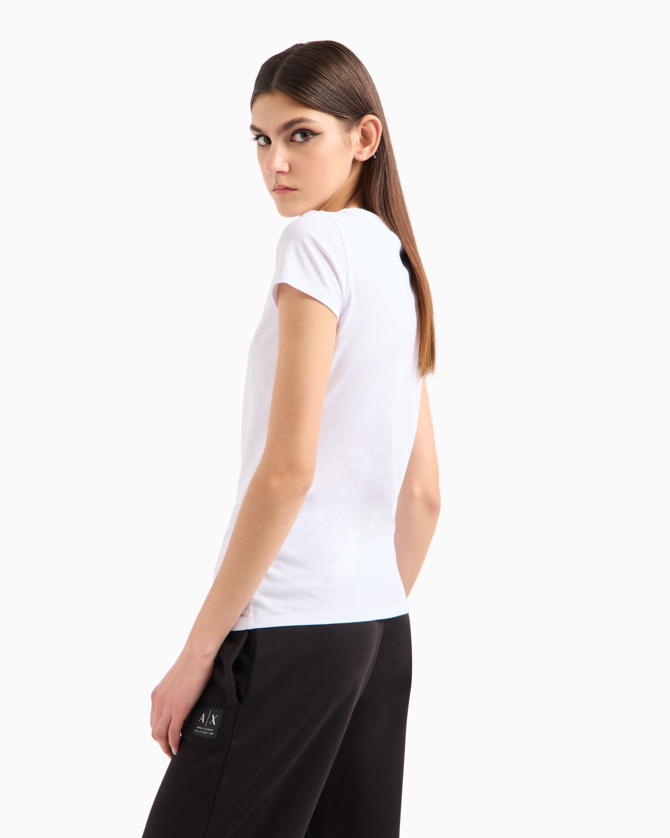 Slim fit T-shirt with logo label Slide 2