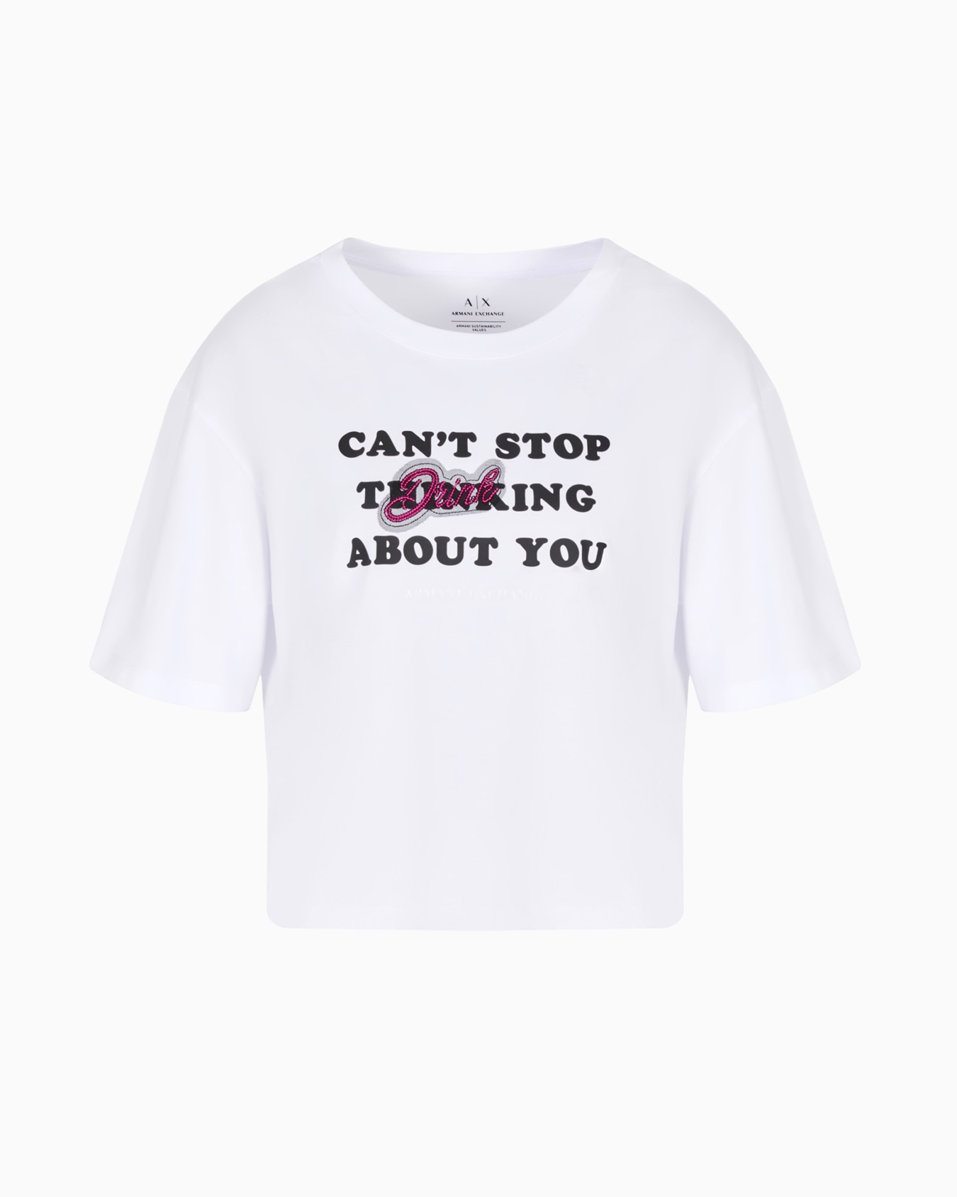 Cropped fit t-shirt "Can't stop thinking about you" Slide 0