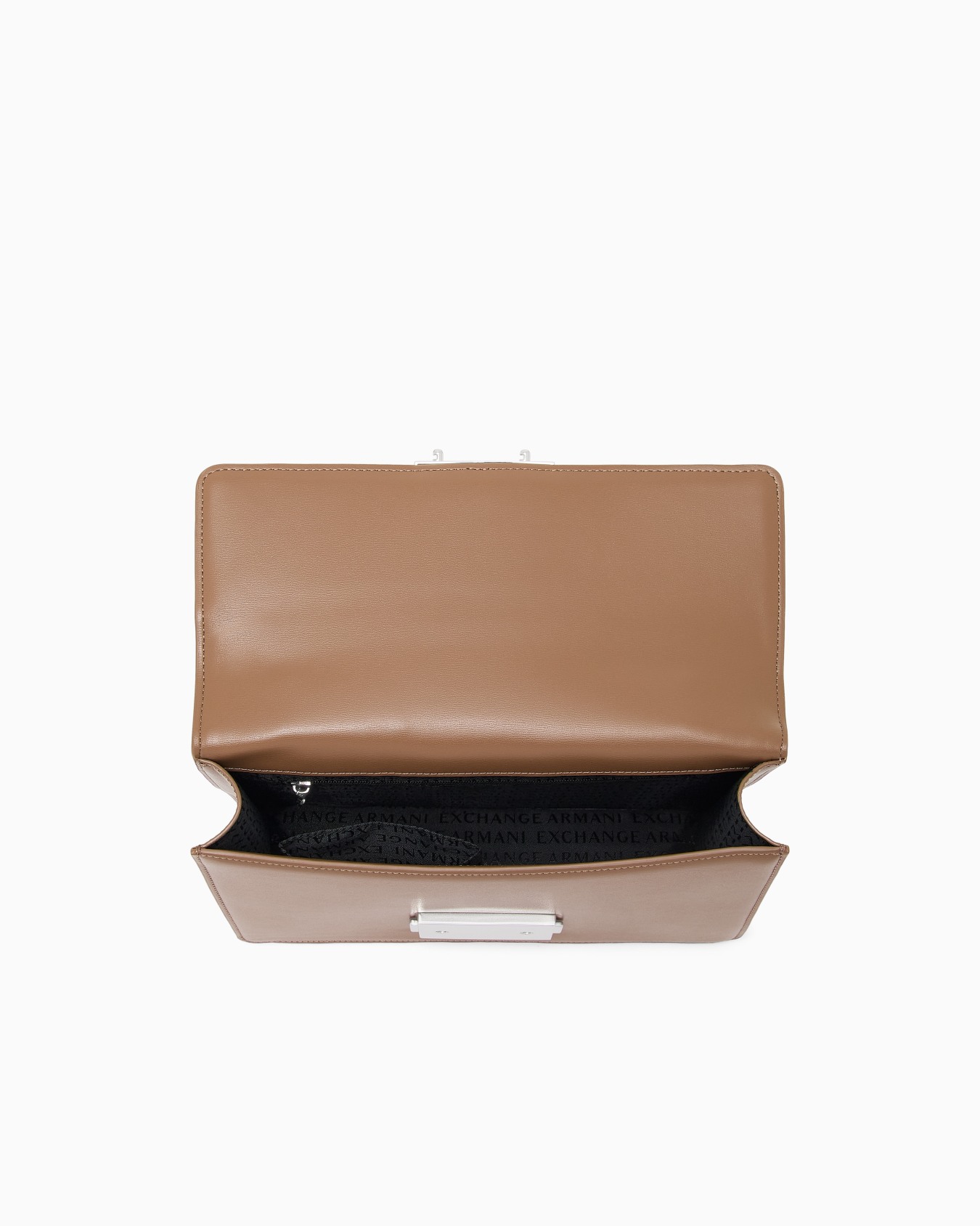 Borsa a tracolla in similpelle con catena e logo Slide 3