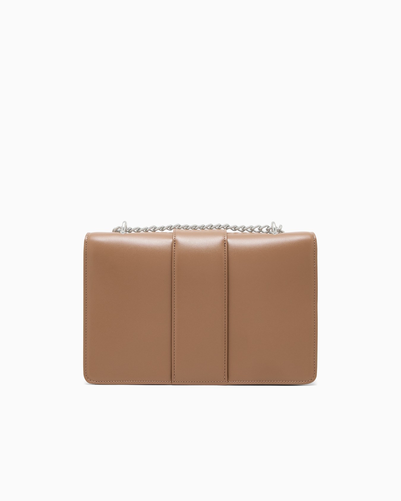 Borsa a tracolla in similpelle con catena e logo Slide 2