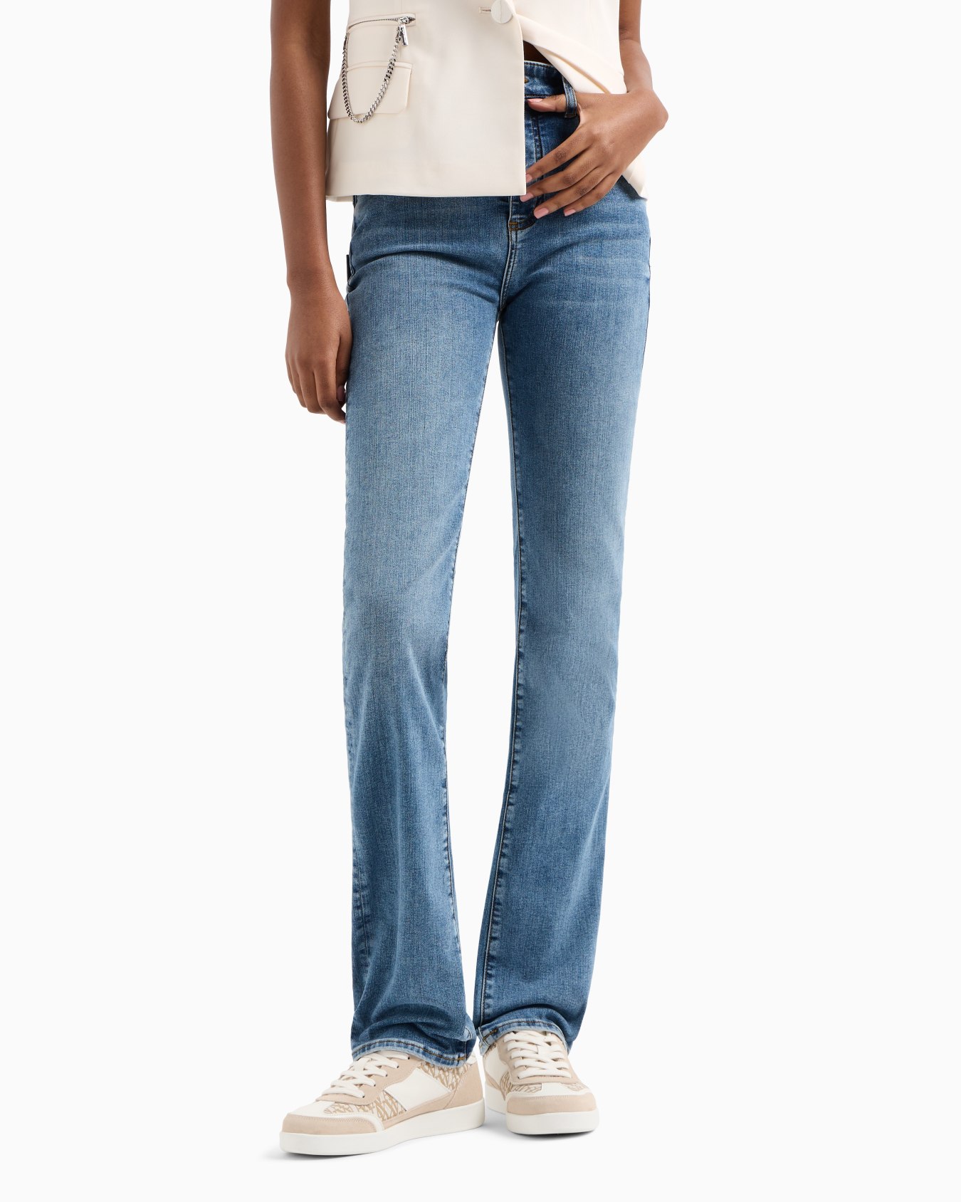 Slim fit jeans in mid blue denim stretch cotton Slide 3