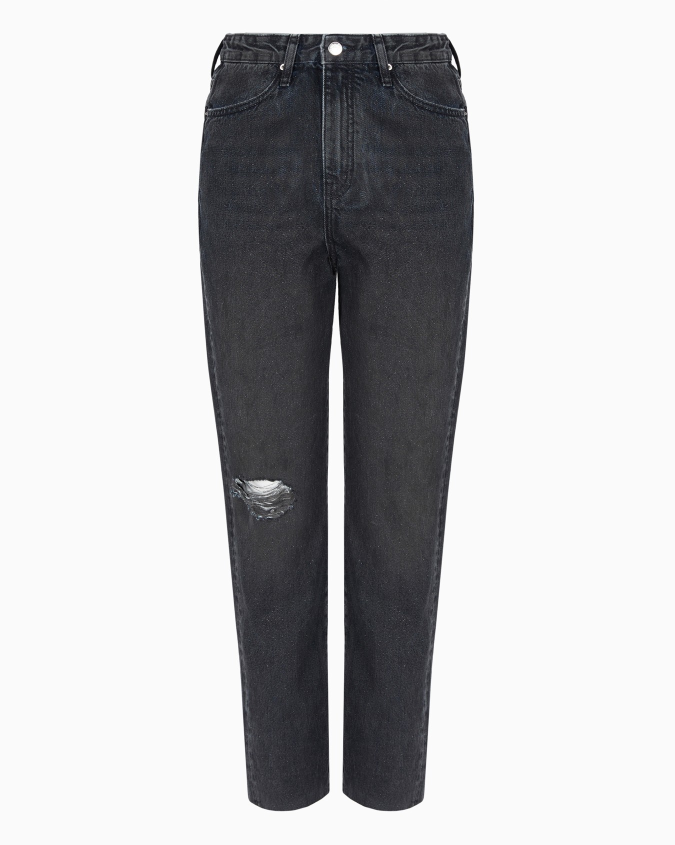Low rise boyfriend jeans in denim with tears Slide 0