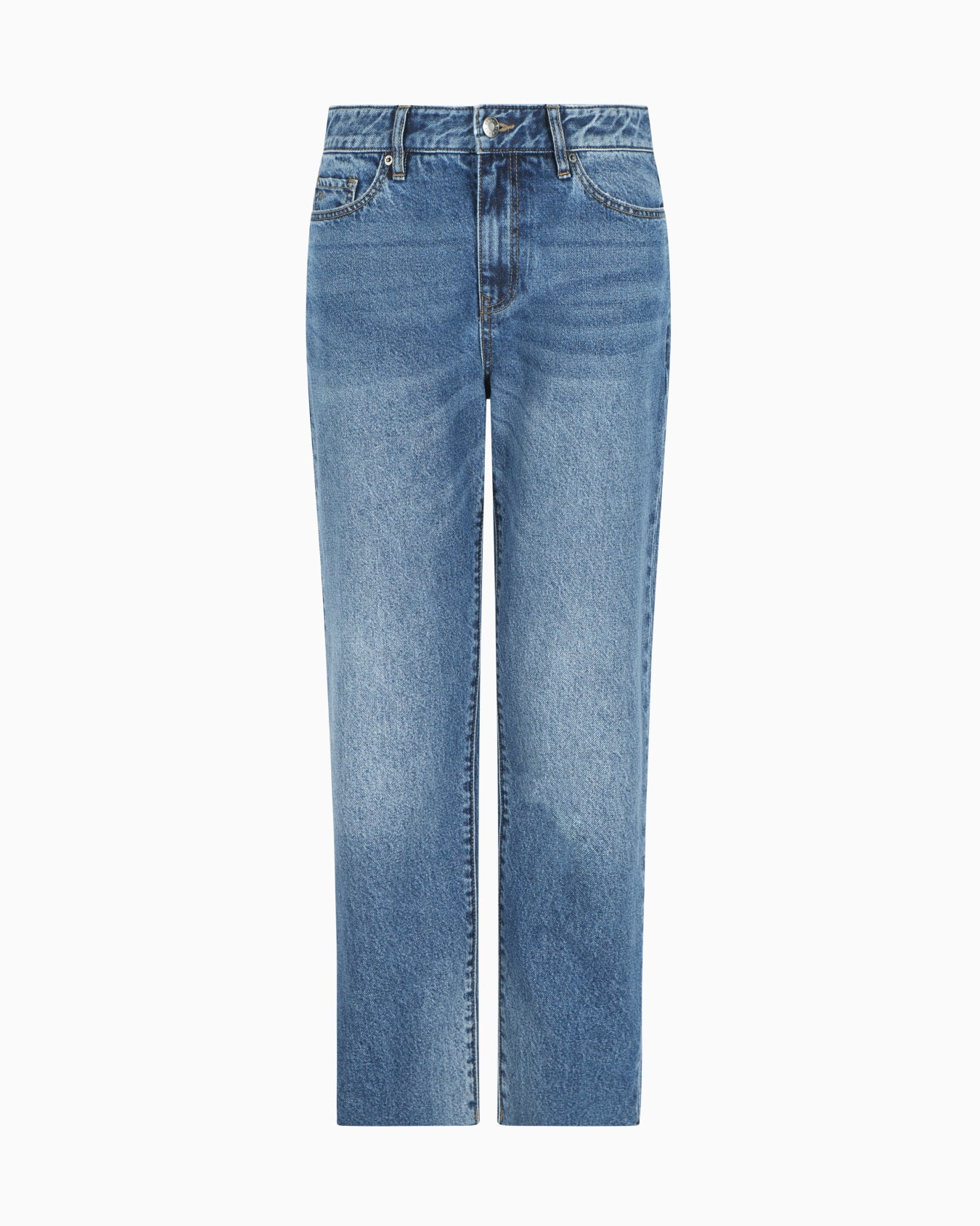 Boyfriend jeans in stiff cotton with used effect Slide 0