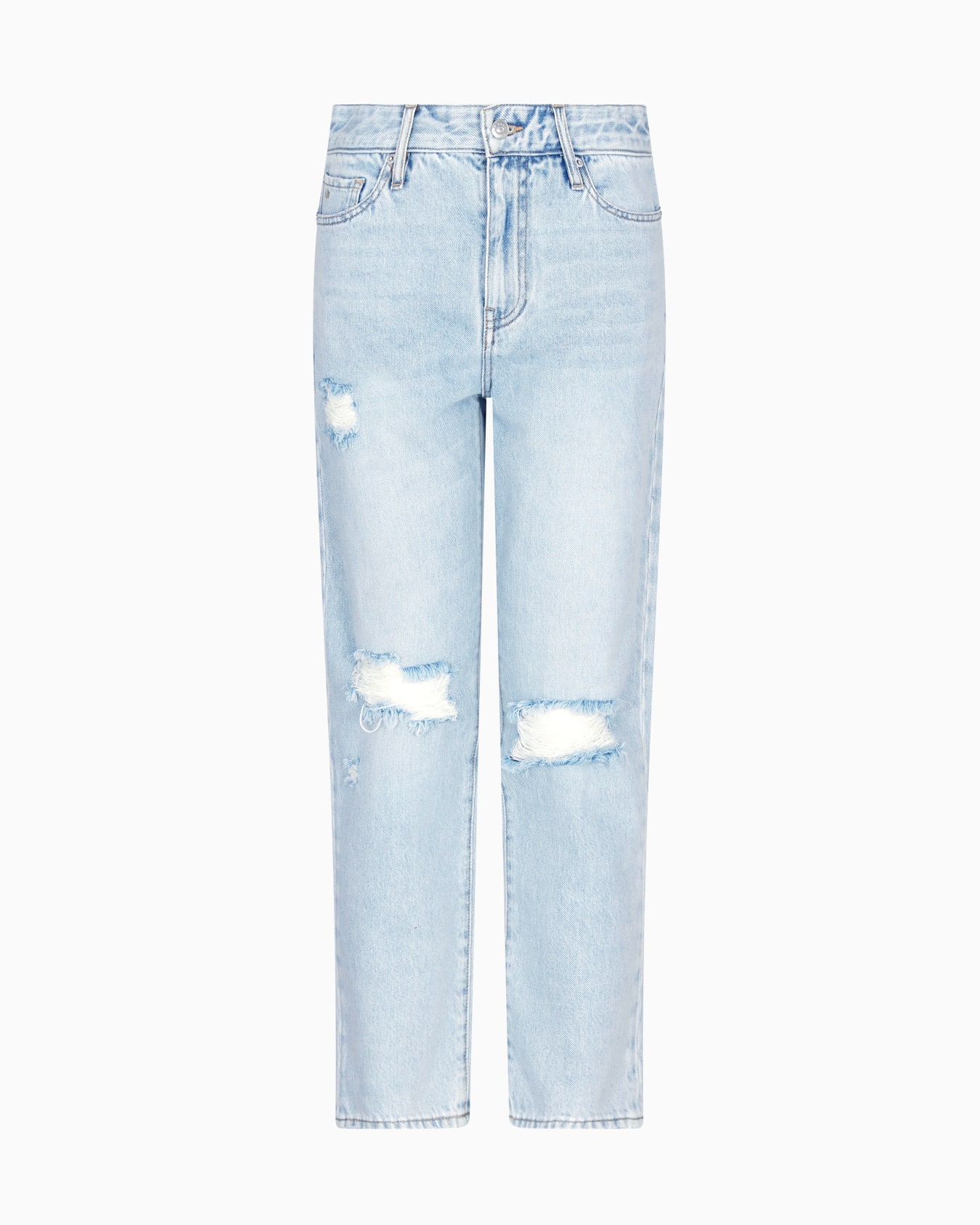 Boyfriend jeans in stiff cotton with used effect Slide 0
