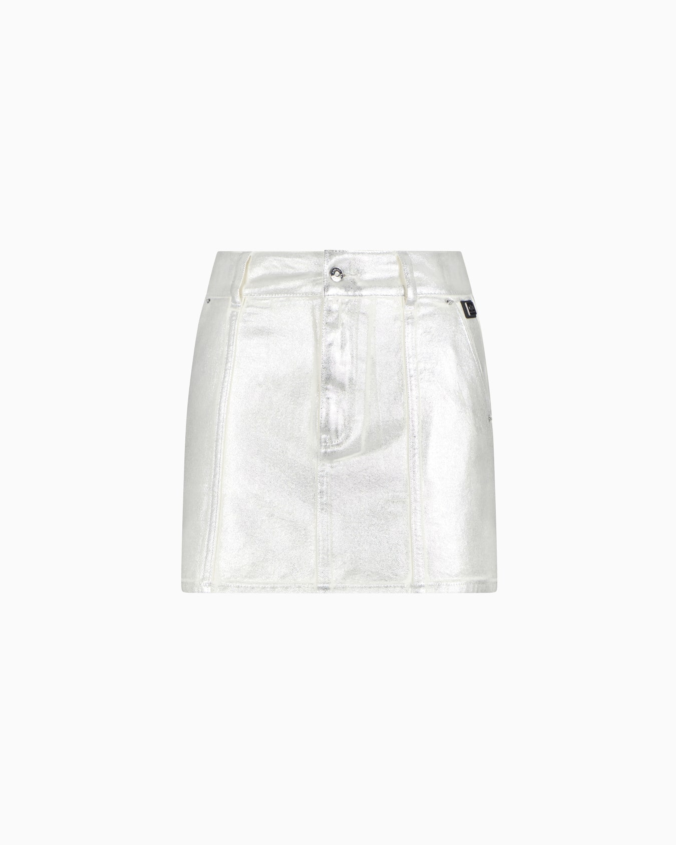 Stiff cotton mini skirt metal Slide 0