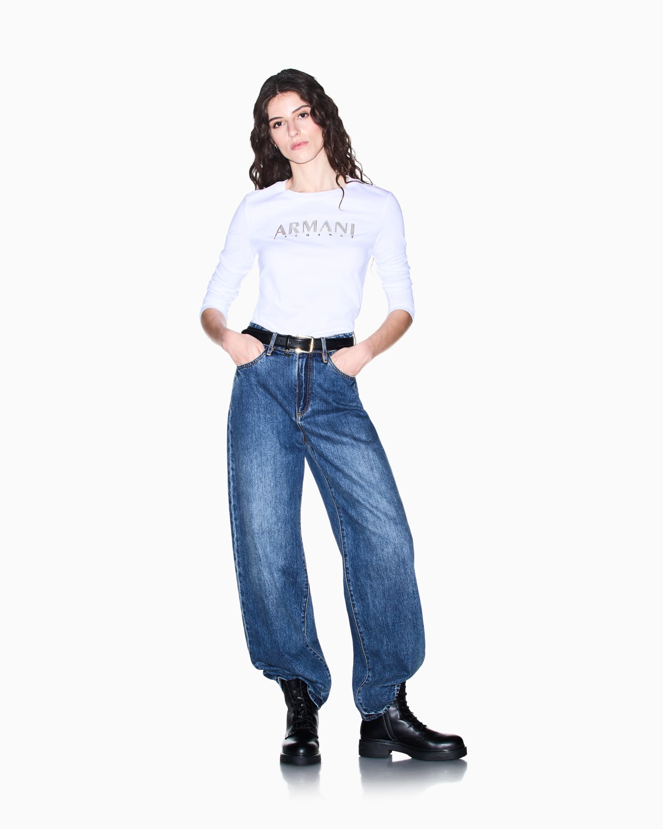 Oversized fit 5-pocket pants in rigid cotton denim Slide 1