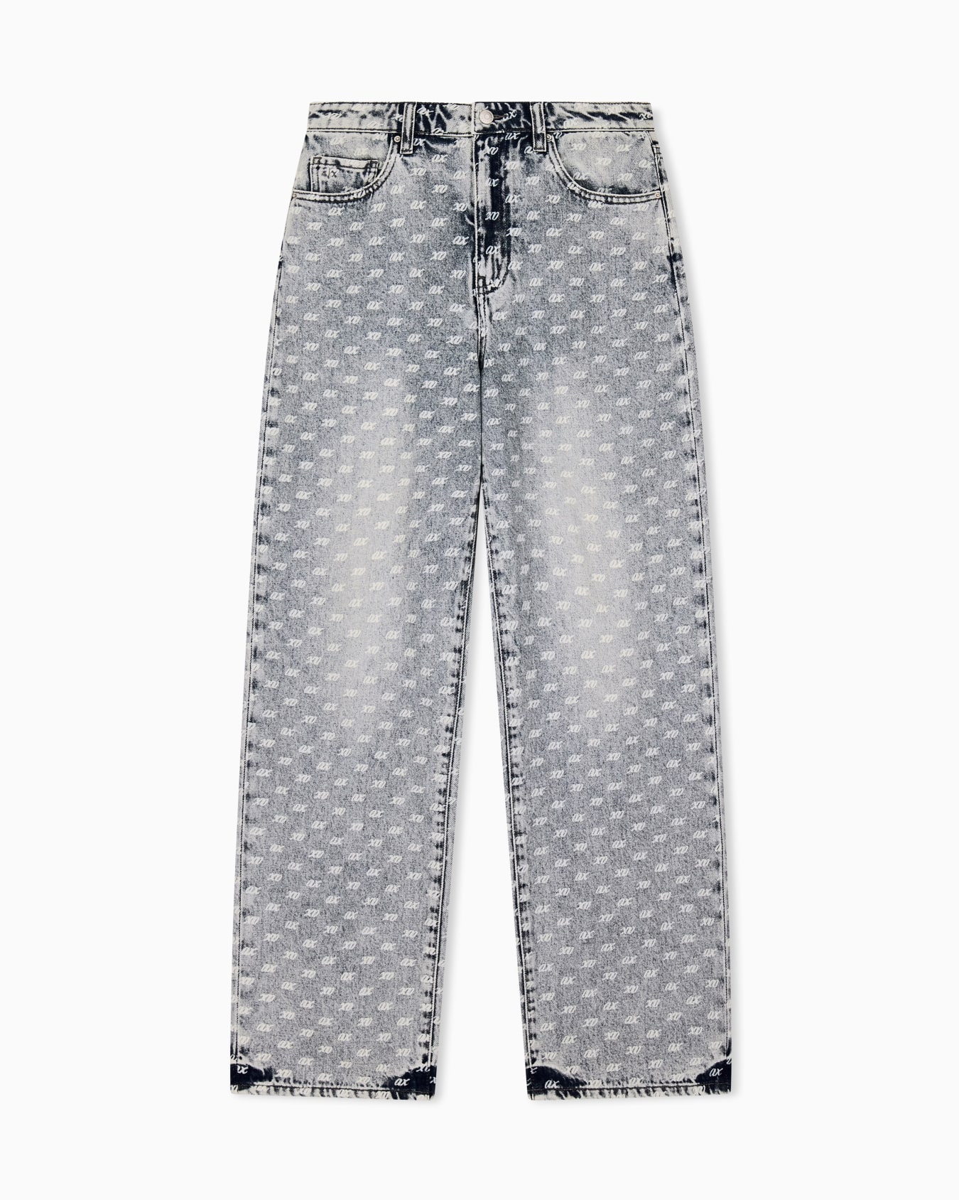 Oversized five-pocket denim pants with an allover print Slide 0