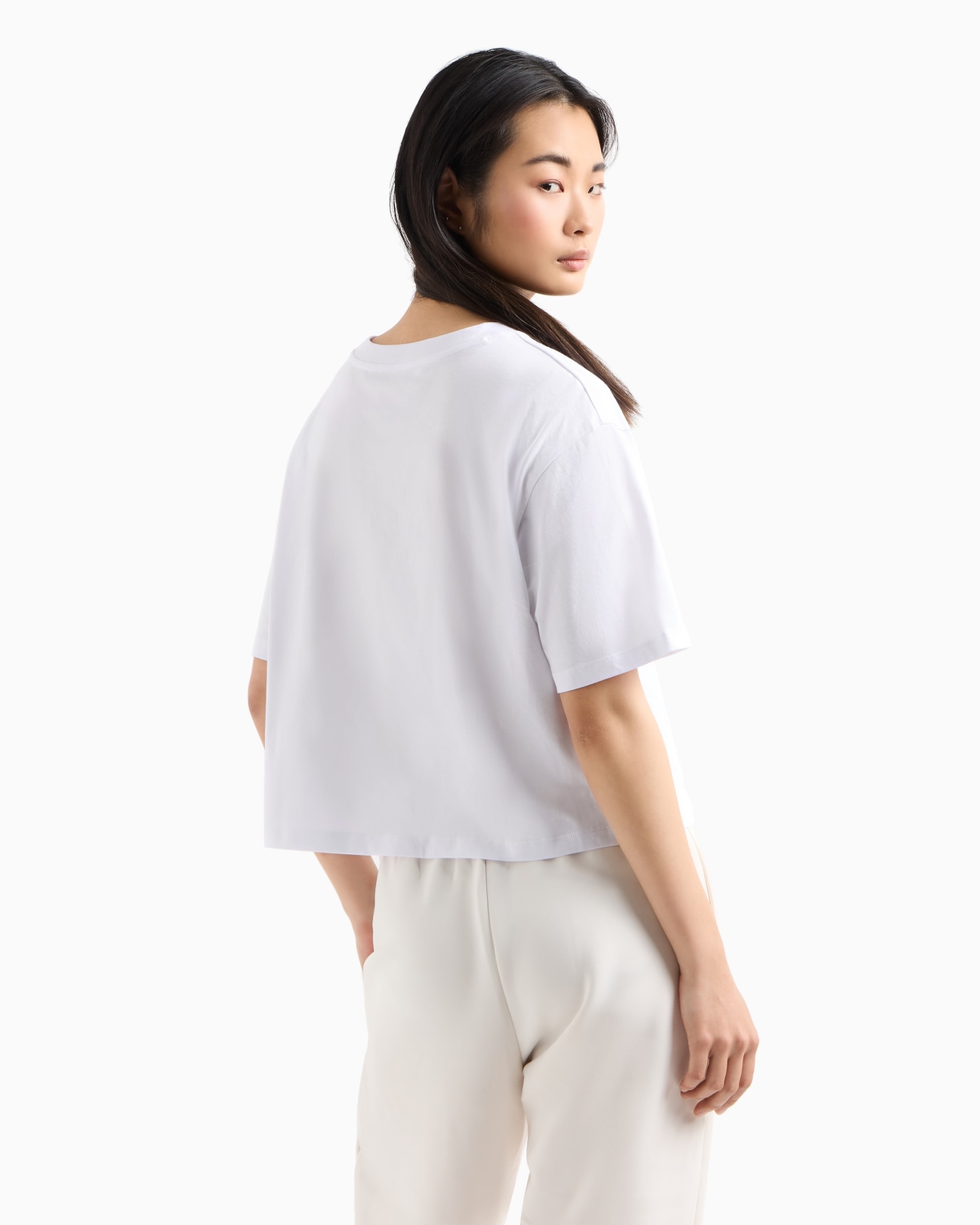 Cropped T-shirt with rhinestone logo Slide 2