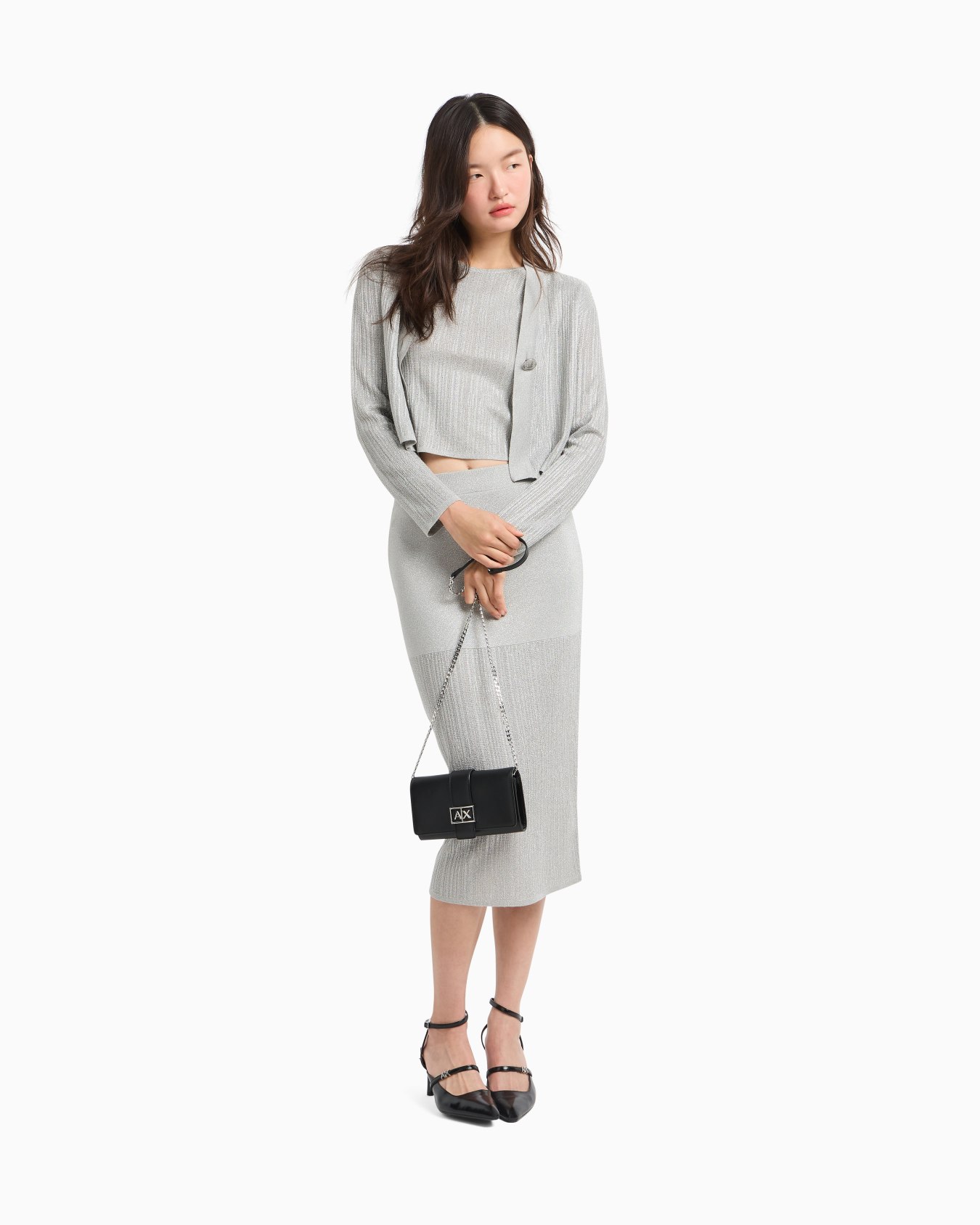 Lurex yarn pencil skirt Slide 1