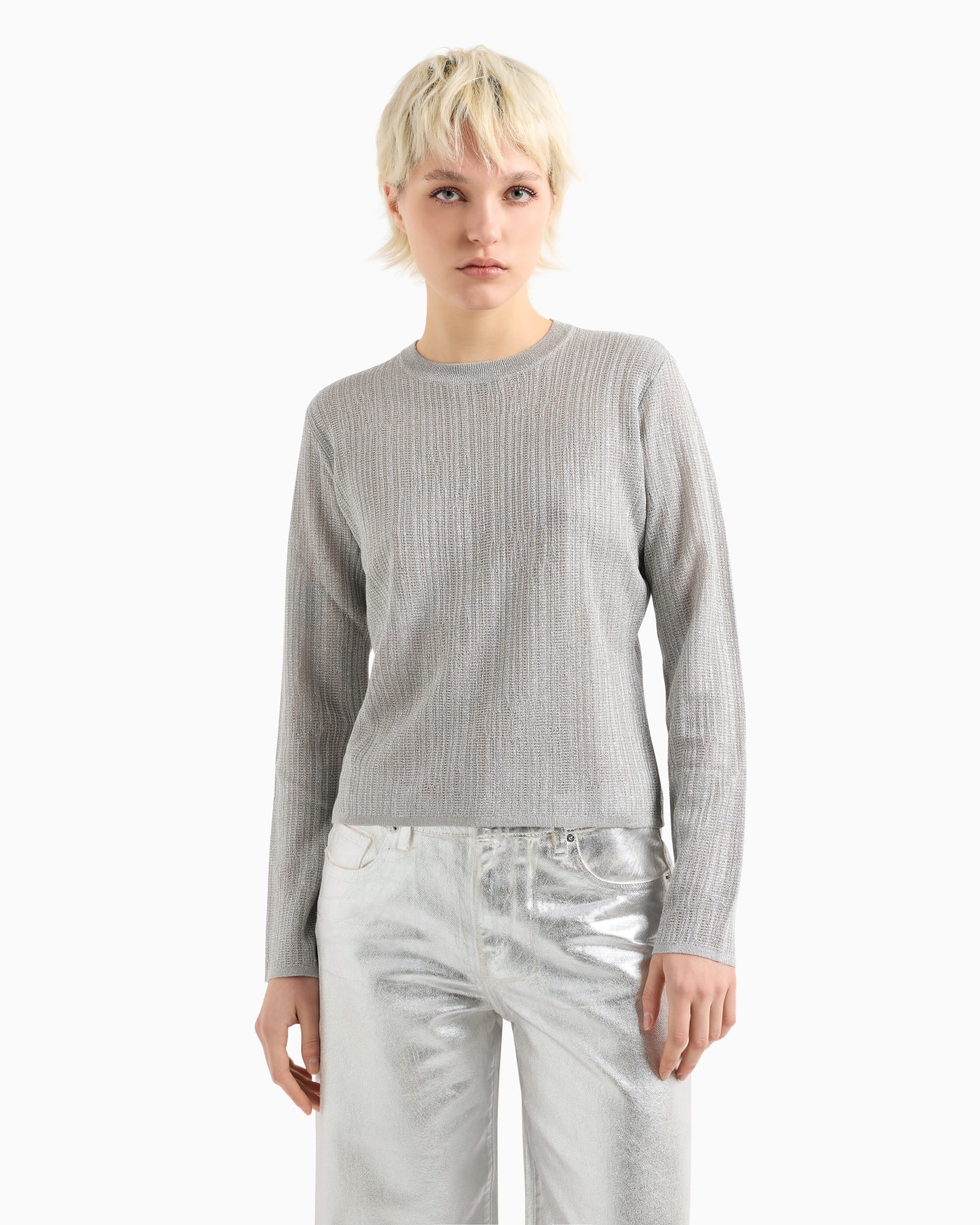 Long-sleeved sweater in lurex yarn Slide 3