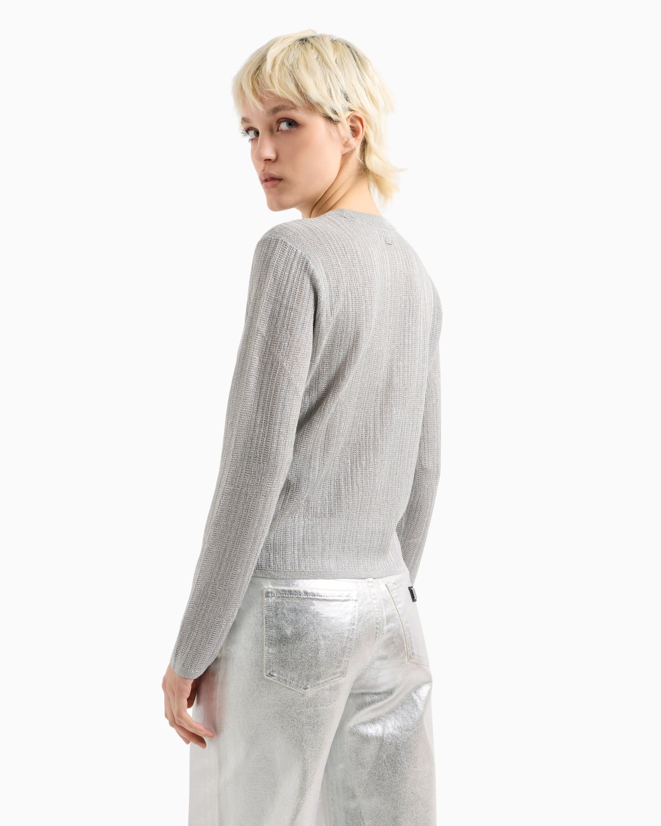 Long-sleeved sweater in lurex yarn Slide 2