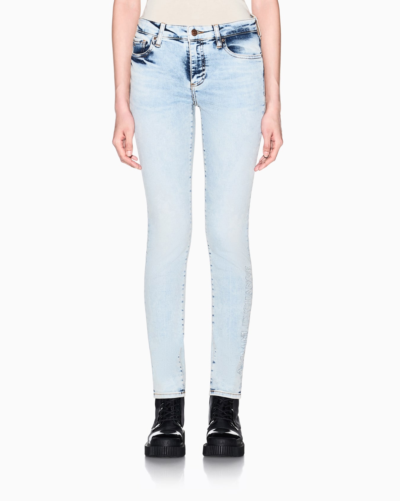 Super Skinny Jeans Denim Stretch con Dettagli Slide 2