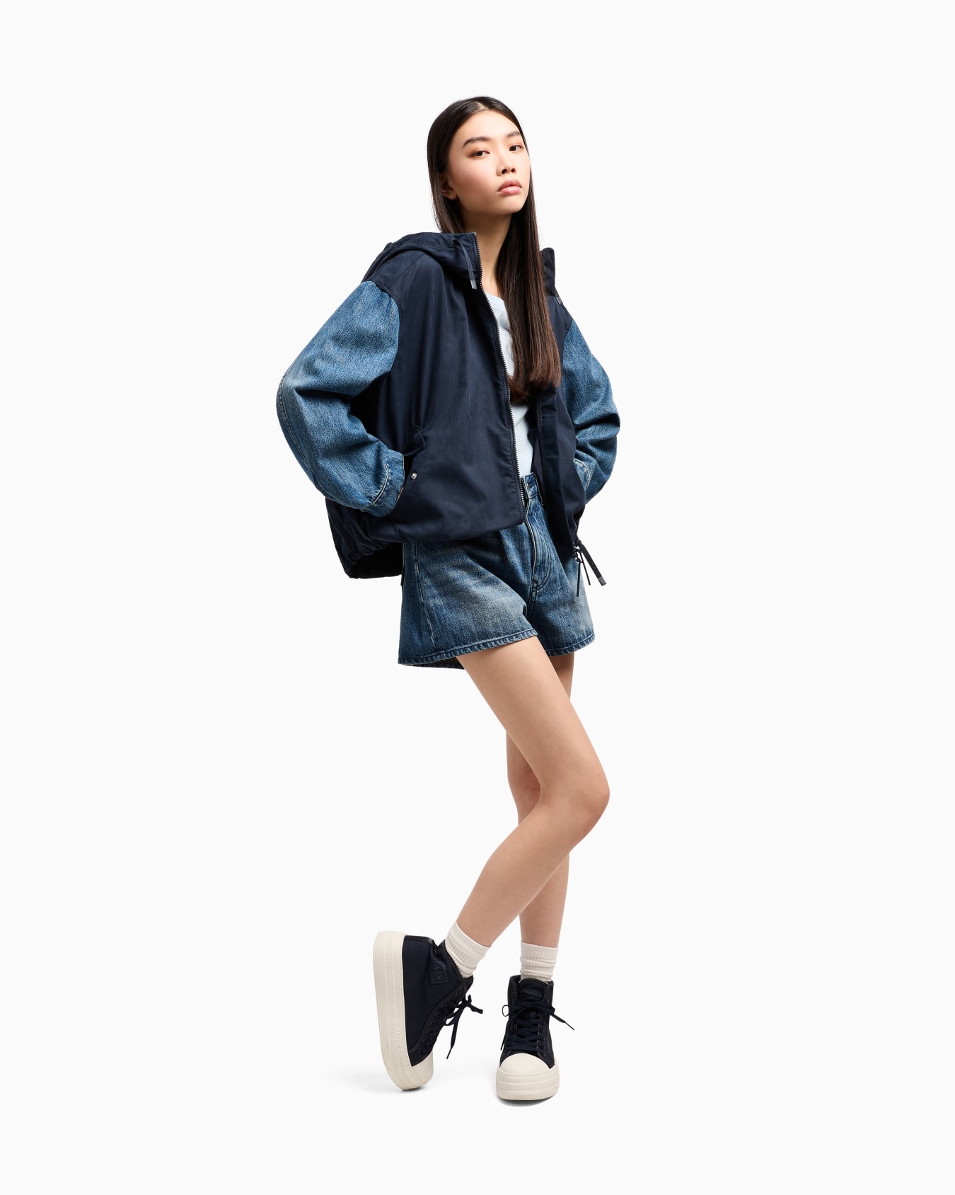 Used effect denim shorts Slide 1